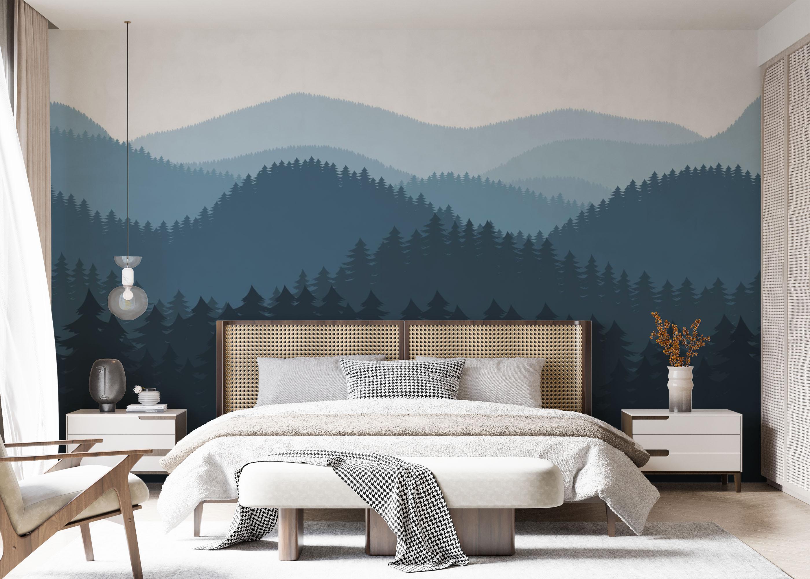 Fototapete Blue Forest Cartoon mockup 7