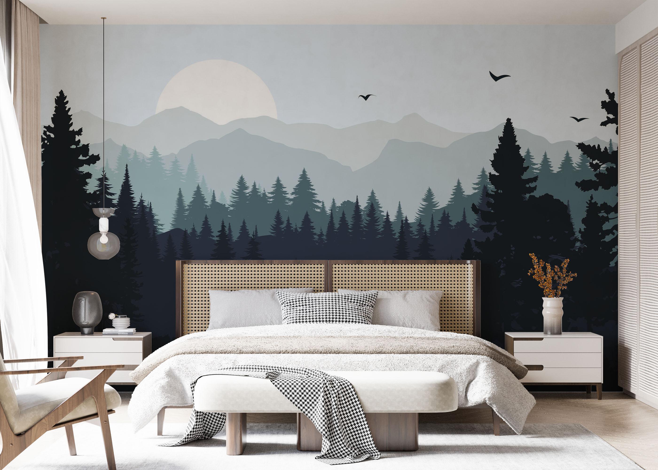 Fototapete Blue Forest Mountain mockup 7