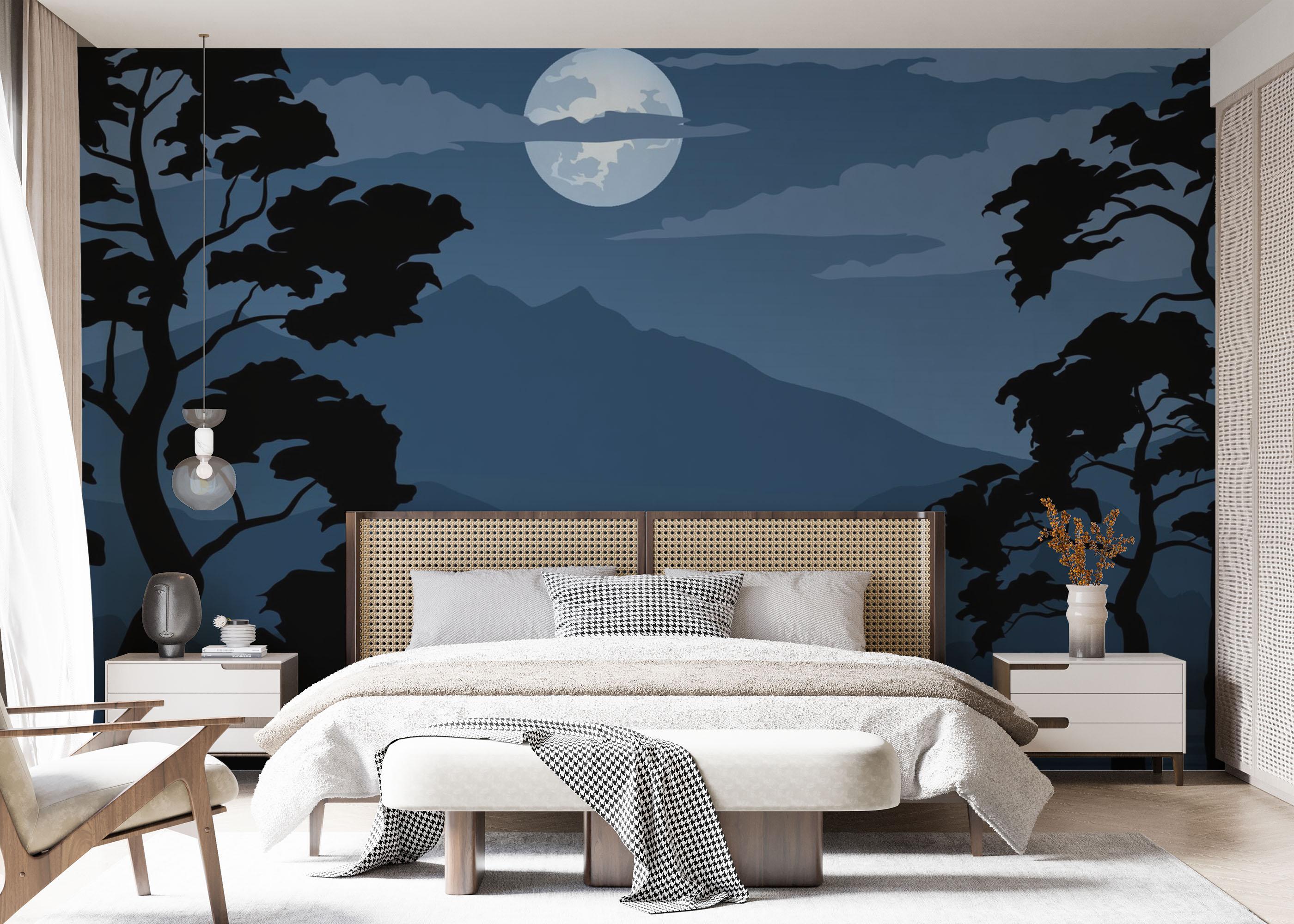 Fototapete Blue Moonlight Night mockup 7