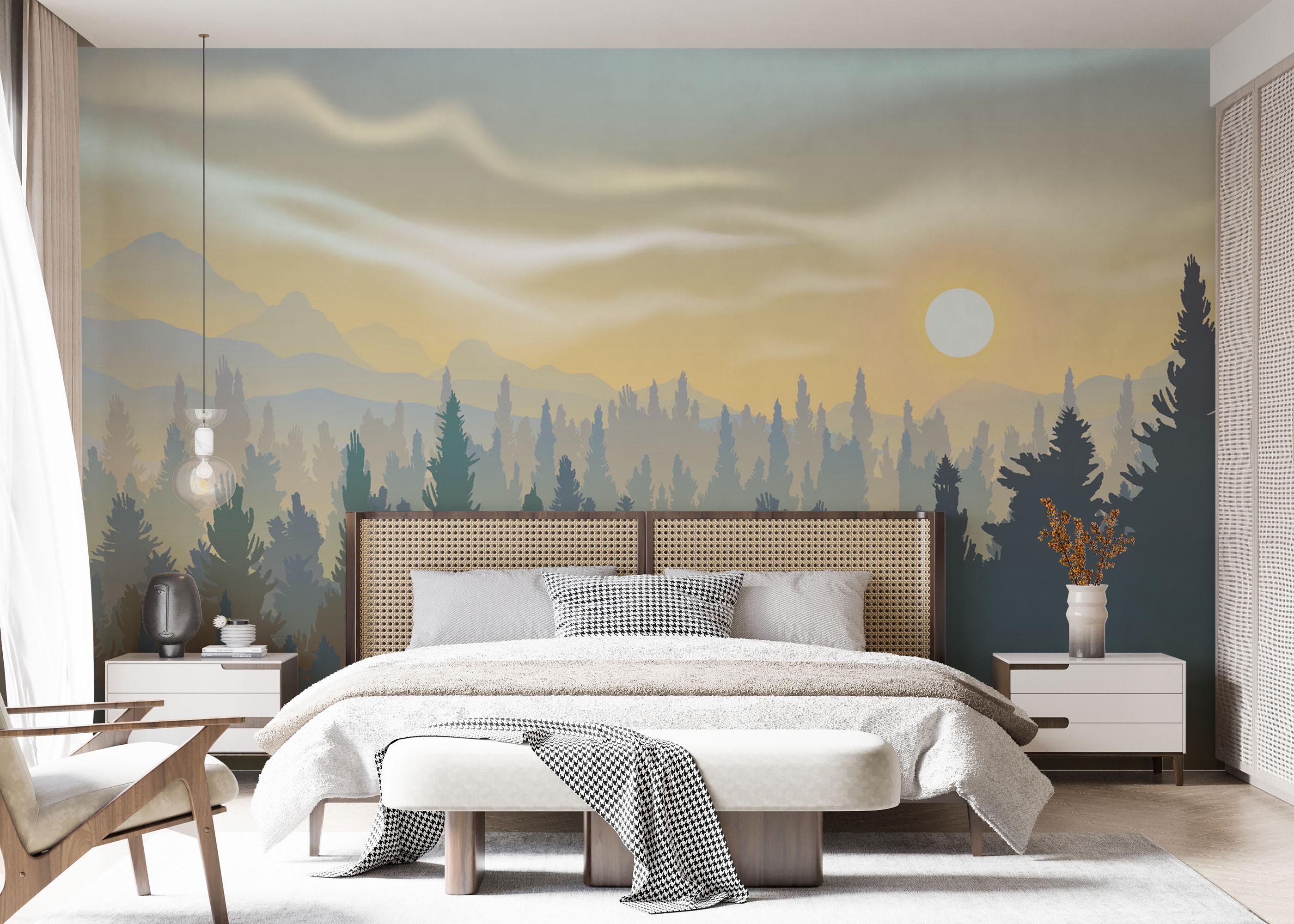 Fototapete Cream Foggy Forest mockup 7