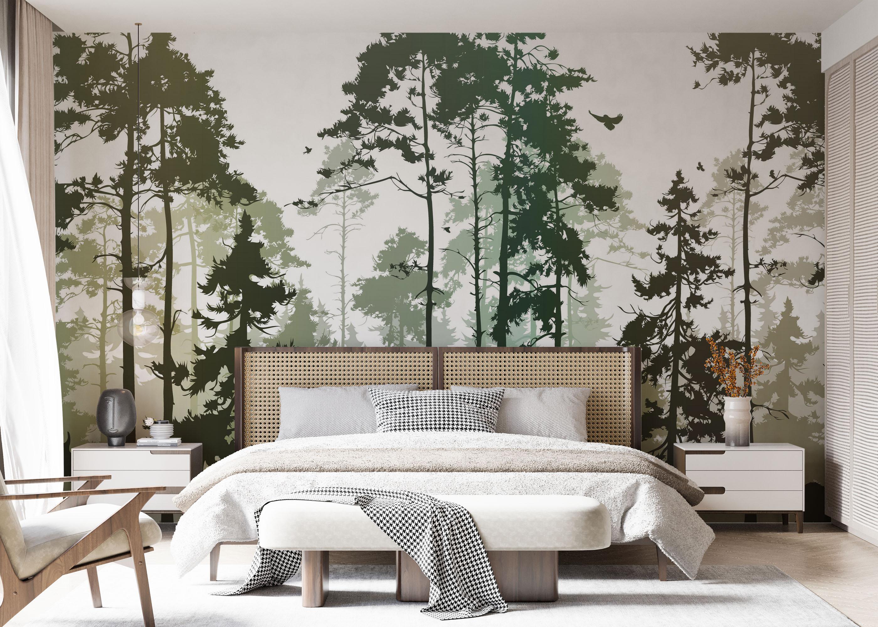 Fototapete Foggy Yellow Forest mockup 7