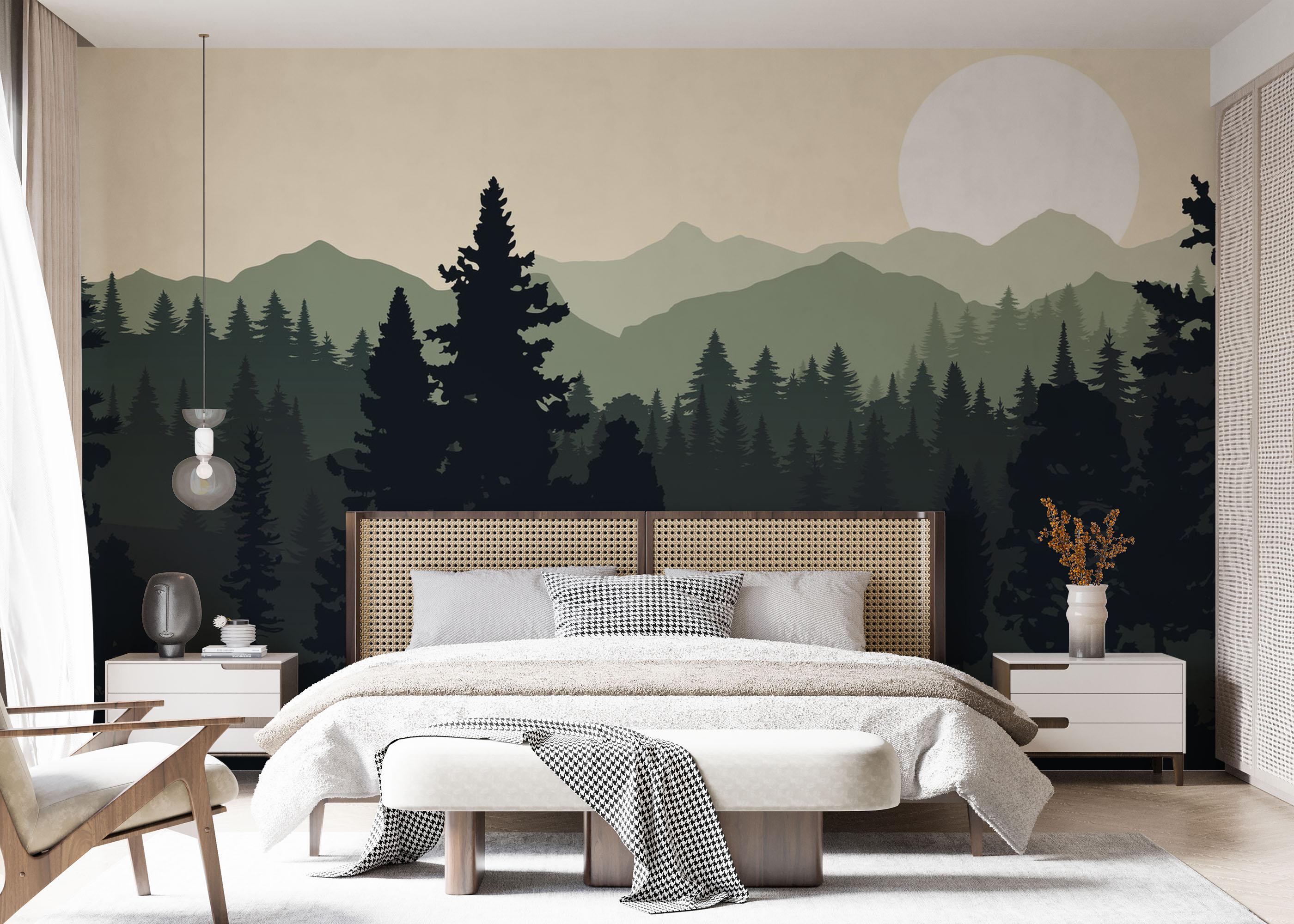 Fototapete Forest Green Mountain mockup 7