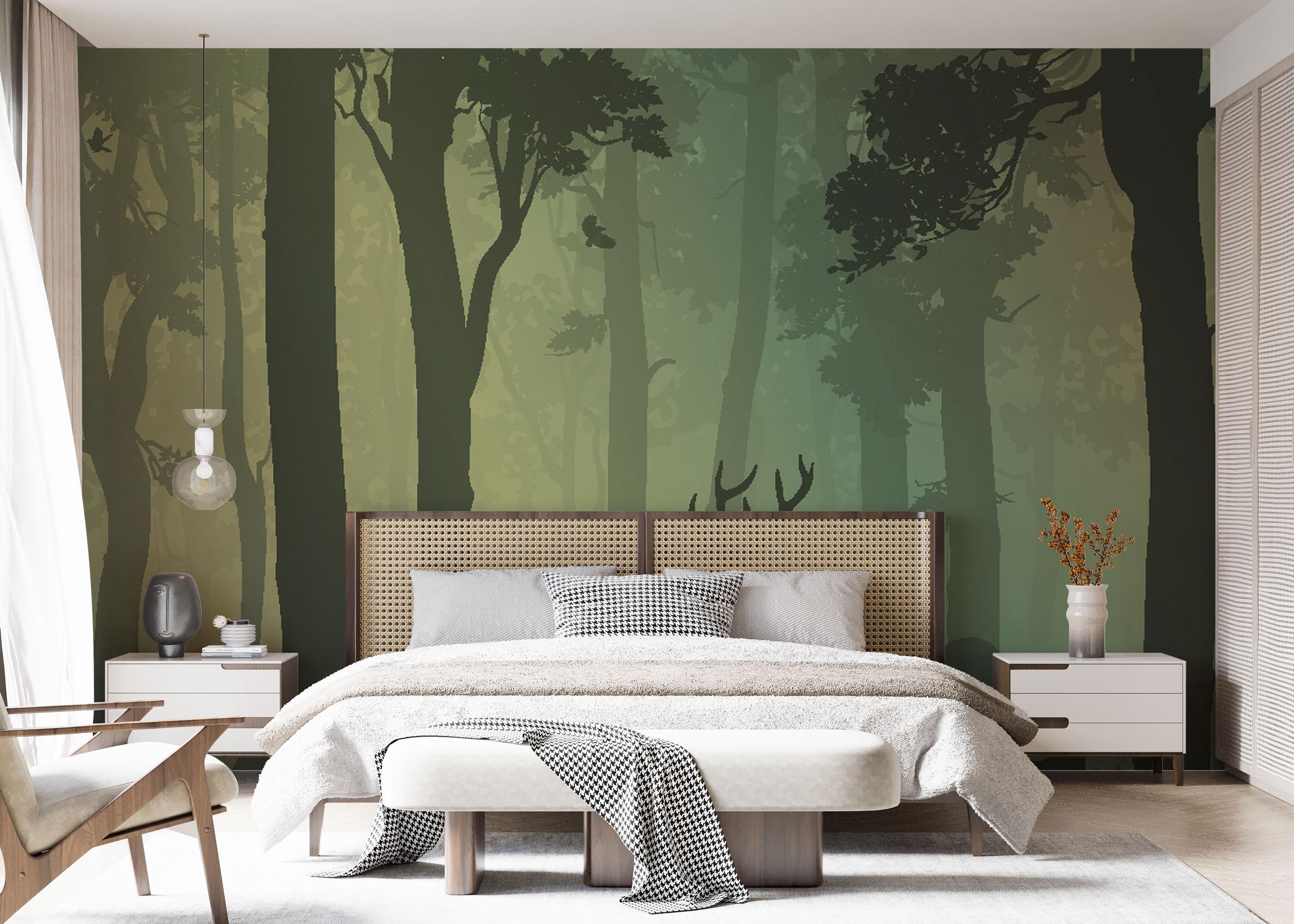 Fototapete Green Forest Deer mockup 7