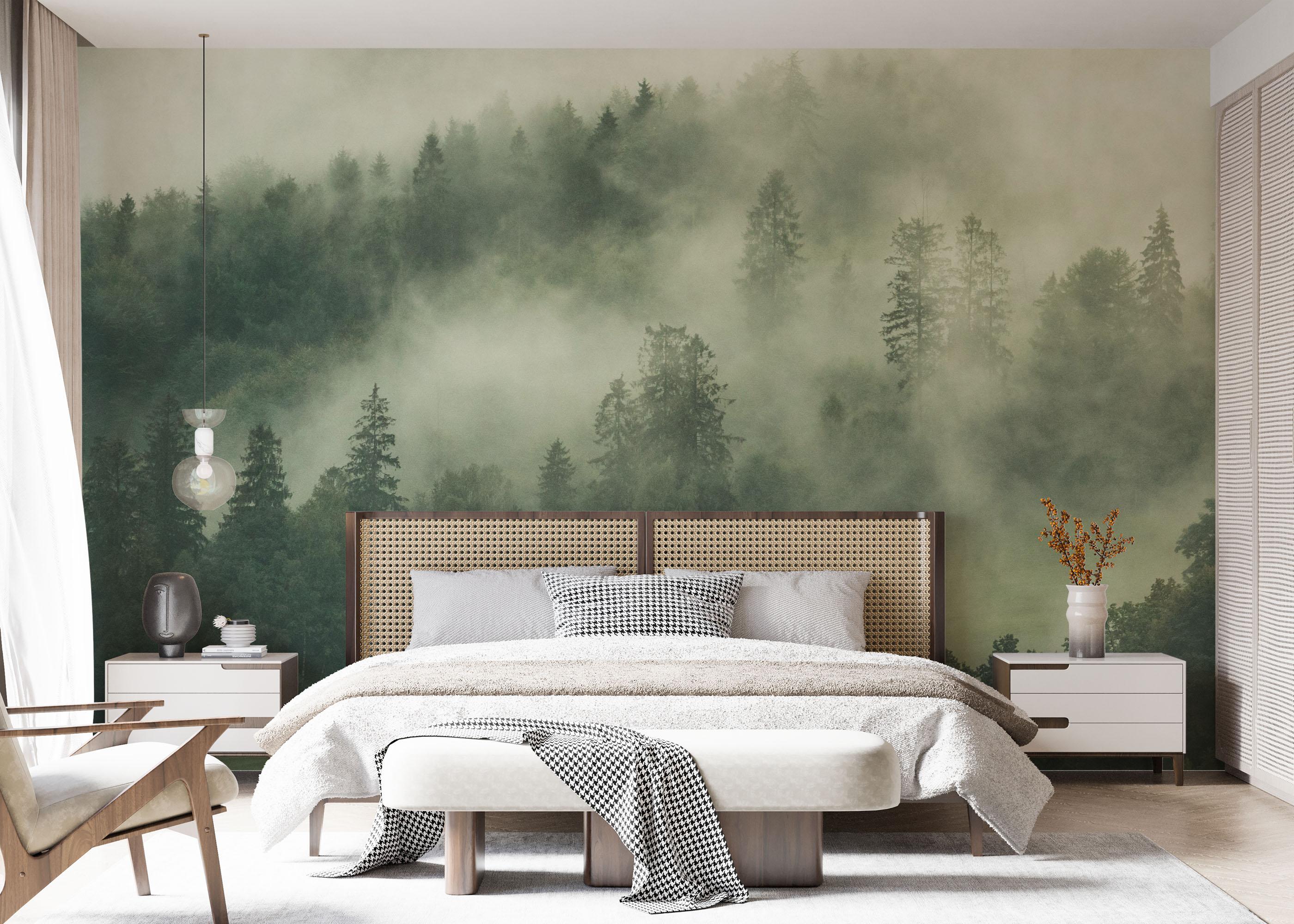Fototapete Green Forest Fog mockup 7