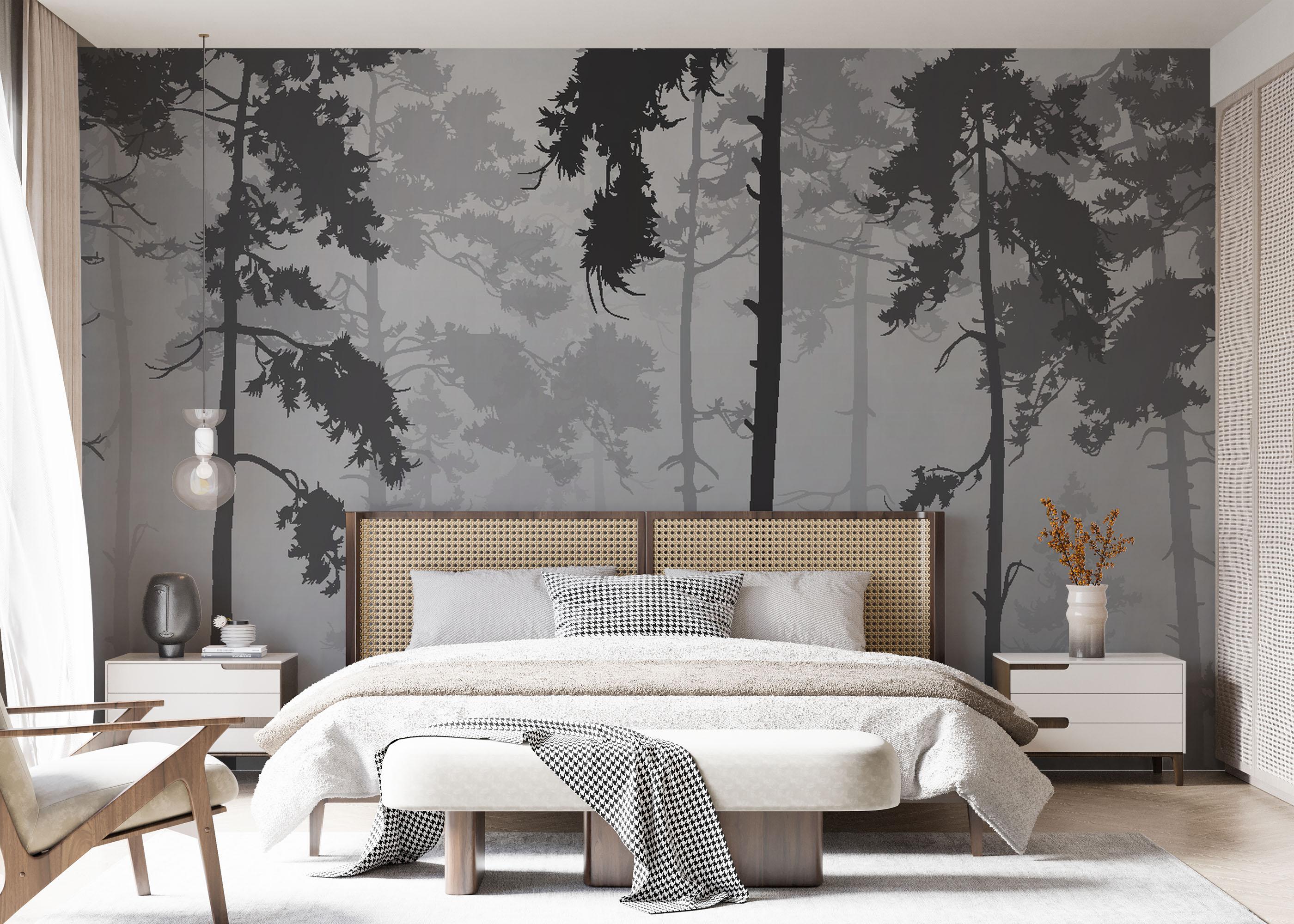 Fototapete Grey Foggy Forest mockup 7