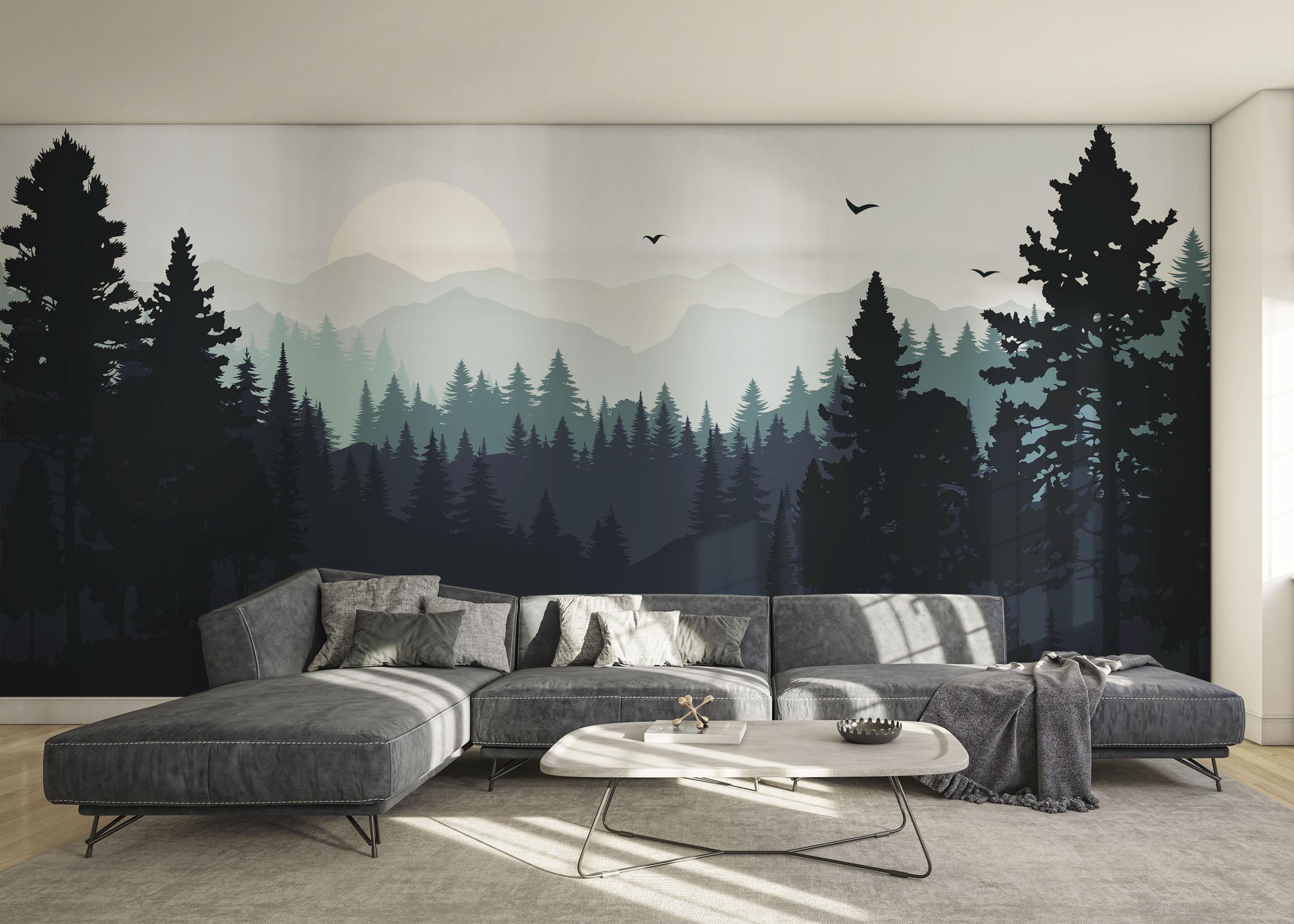 Fototapete Blue Forest Mountain mockup 0