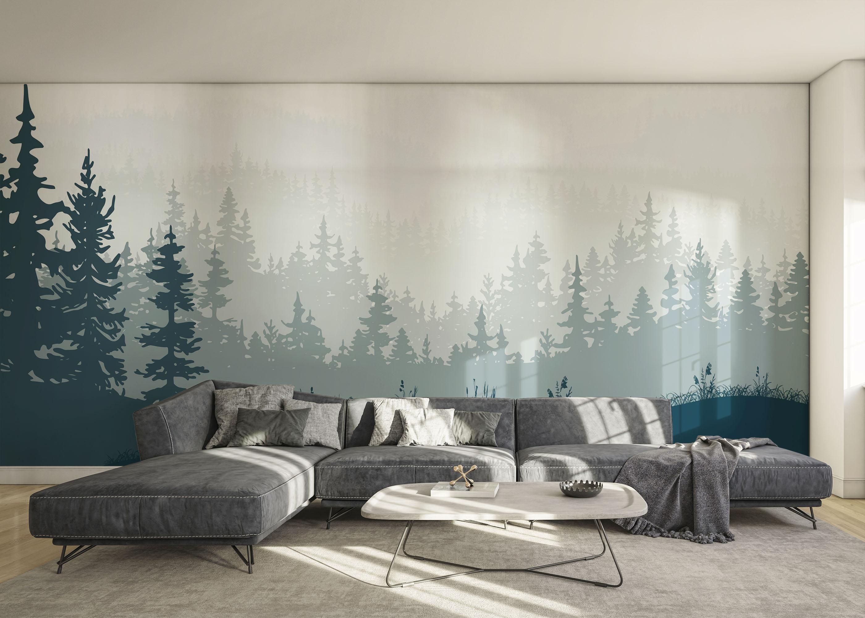 Fototapete Blue Forest Tree mockup 0