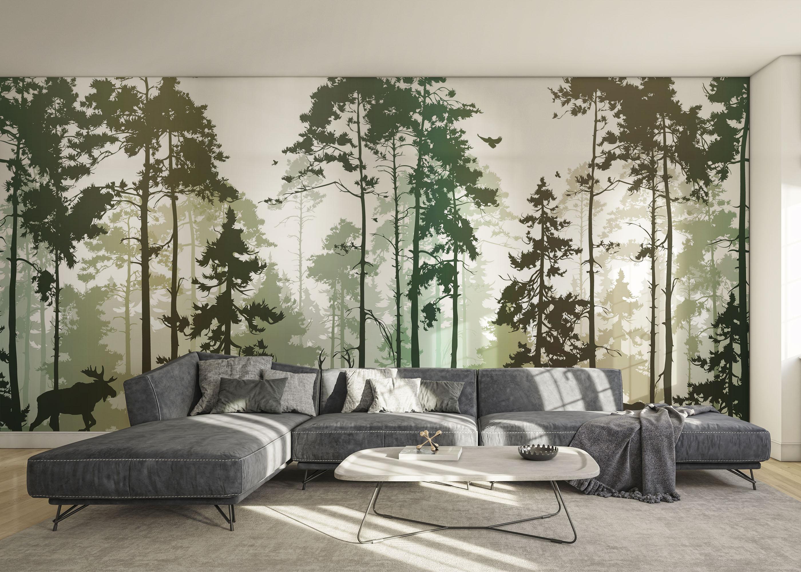 Fototapete Foggy Yellow Forest mockup 0