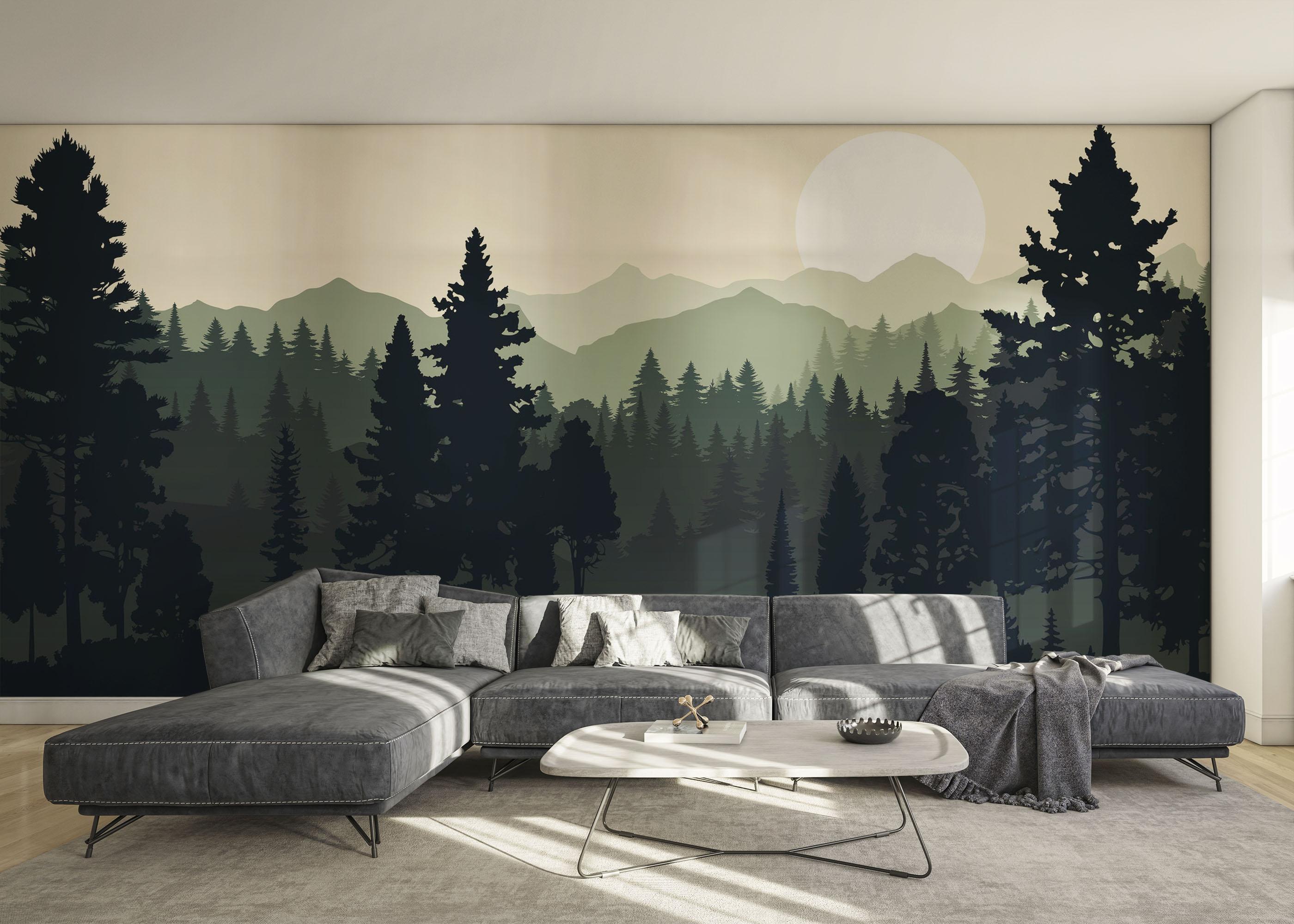 Fototapete Forest Green Mountain mockup 0