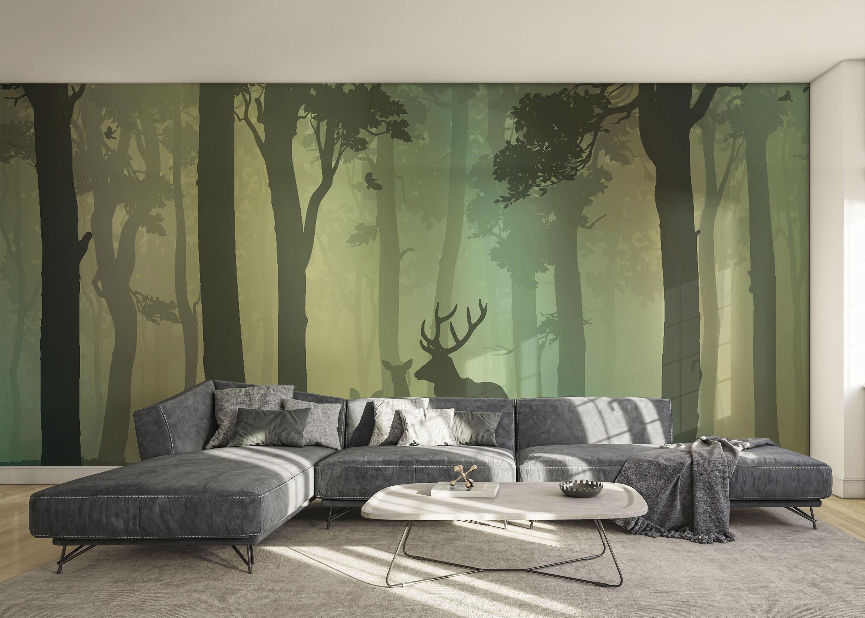 Fototapete Green Forest Deer mockup 0