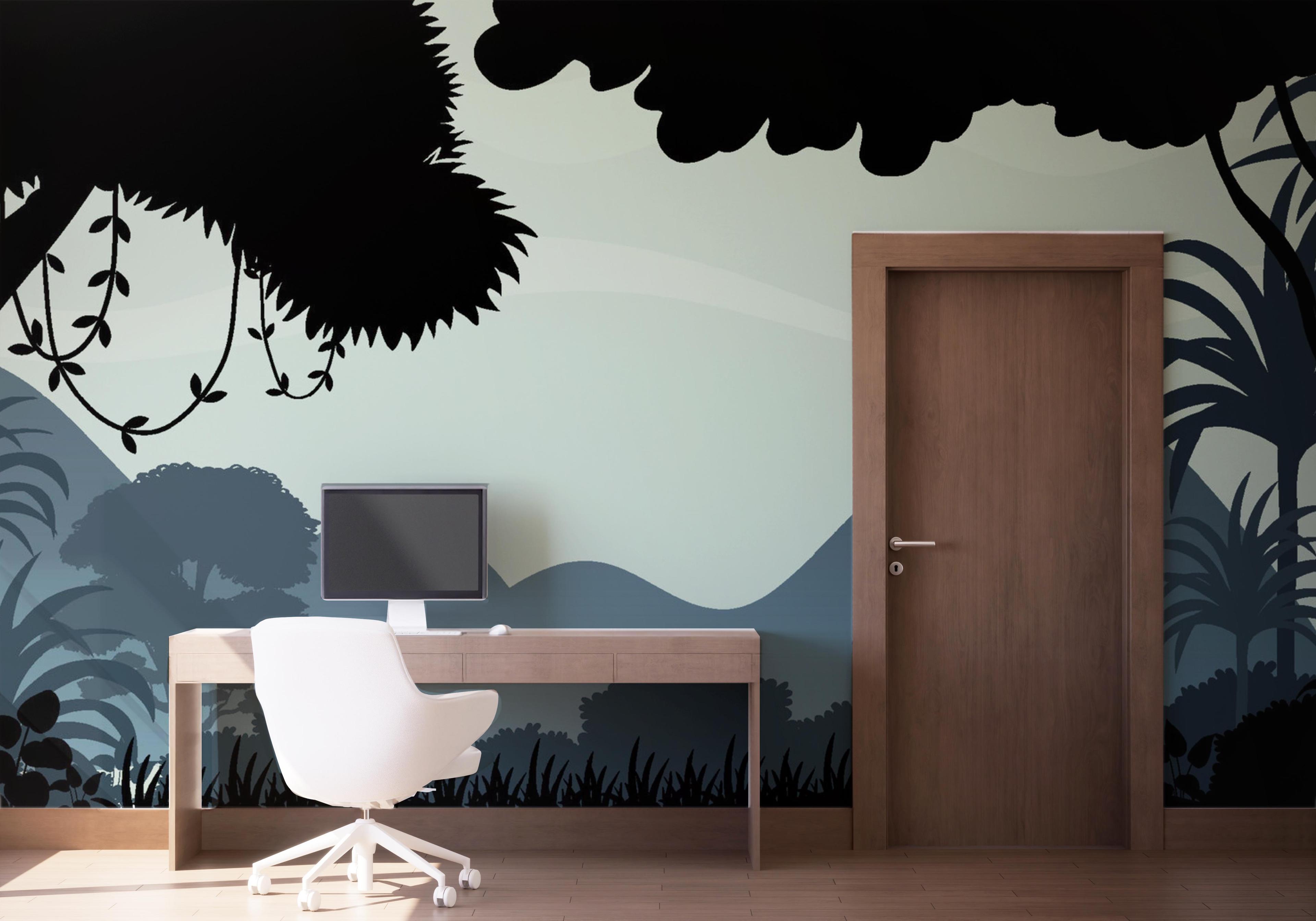 Fototapete Black Blue Forest mockup 1