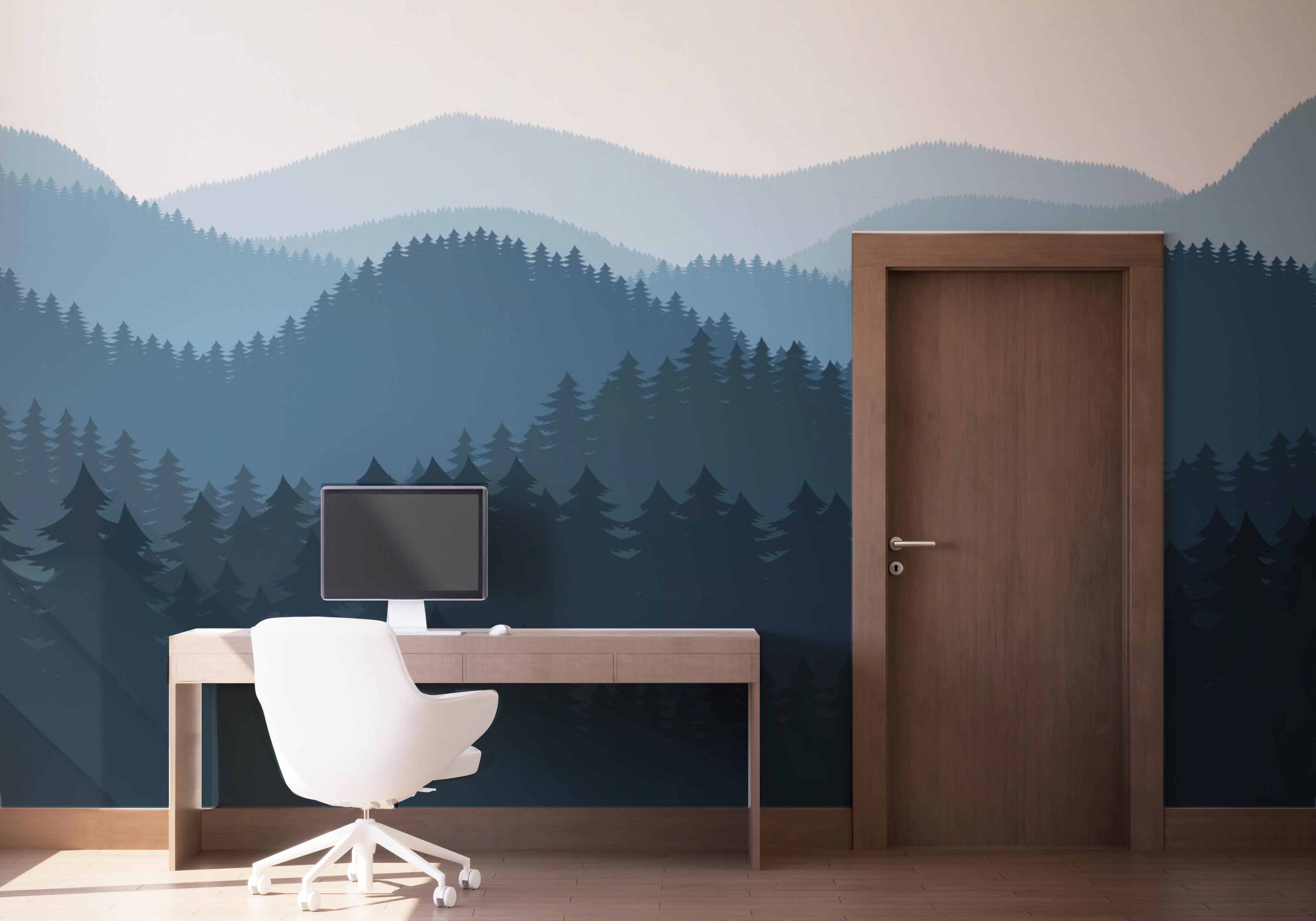 Fototapete Blue Forest Cartoon mockup 1