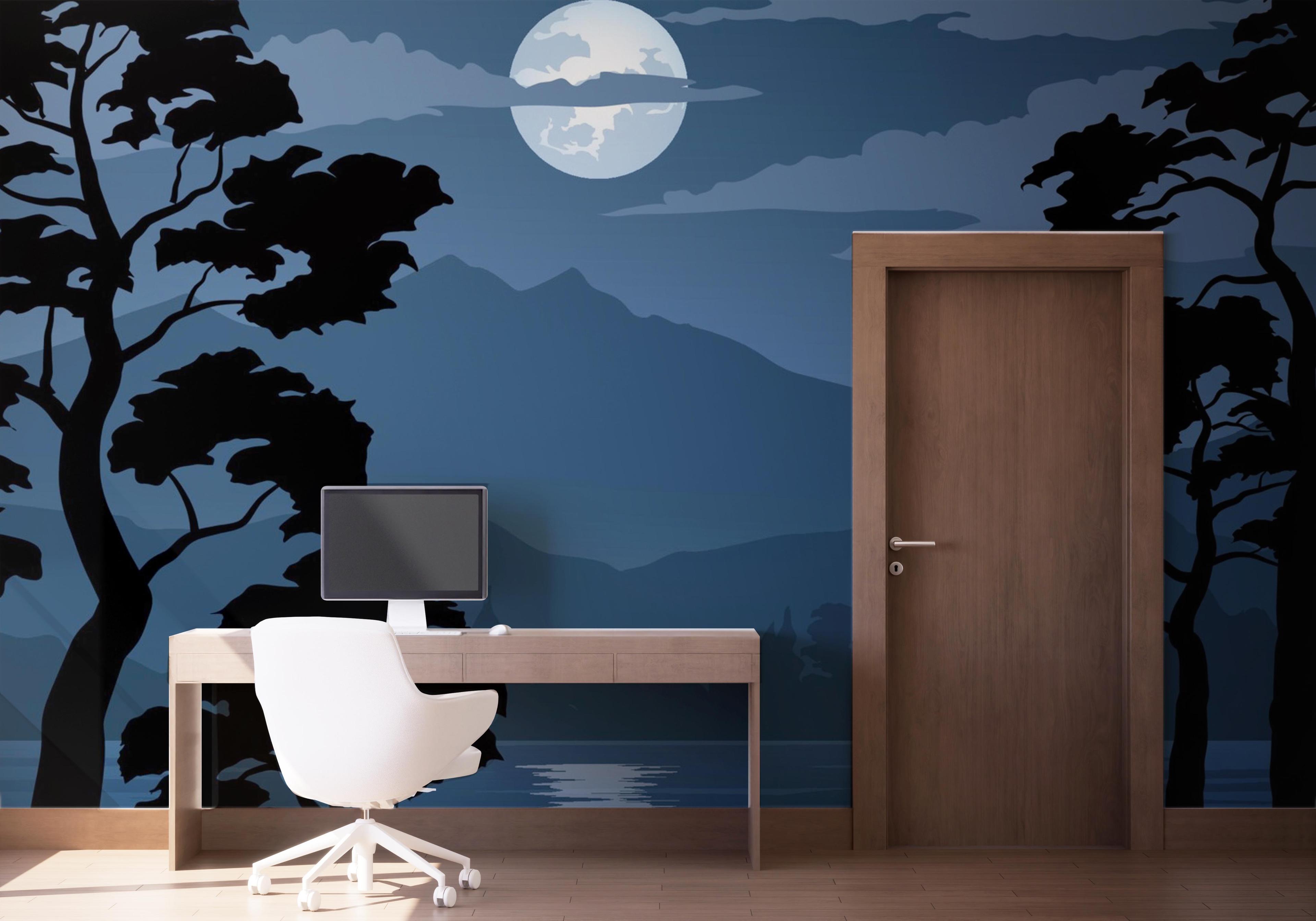Fototapete Blue Moonlight Night mockup 1