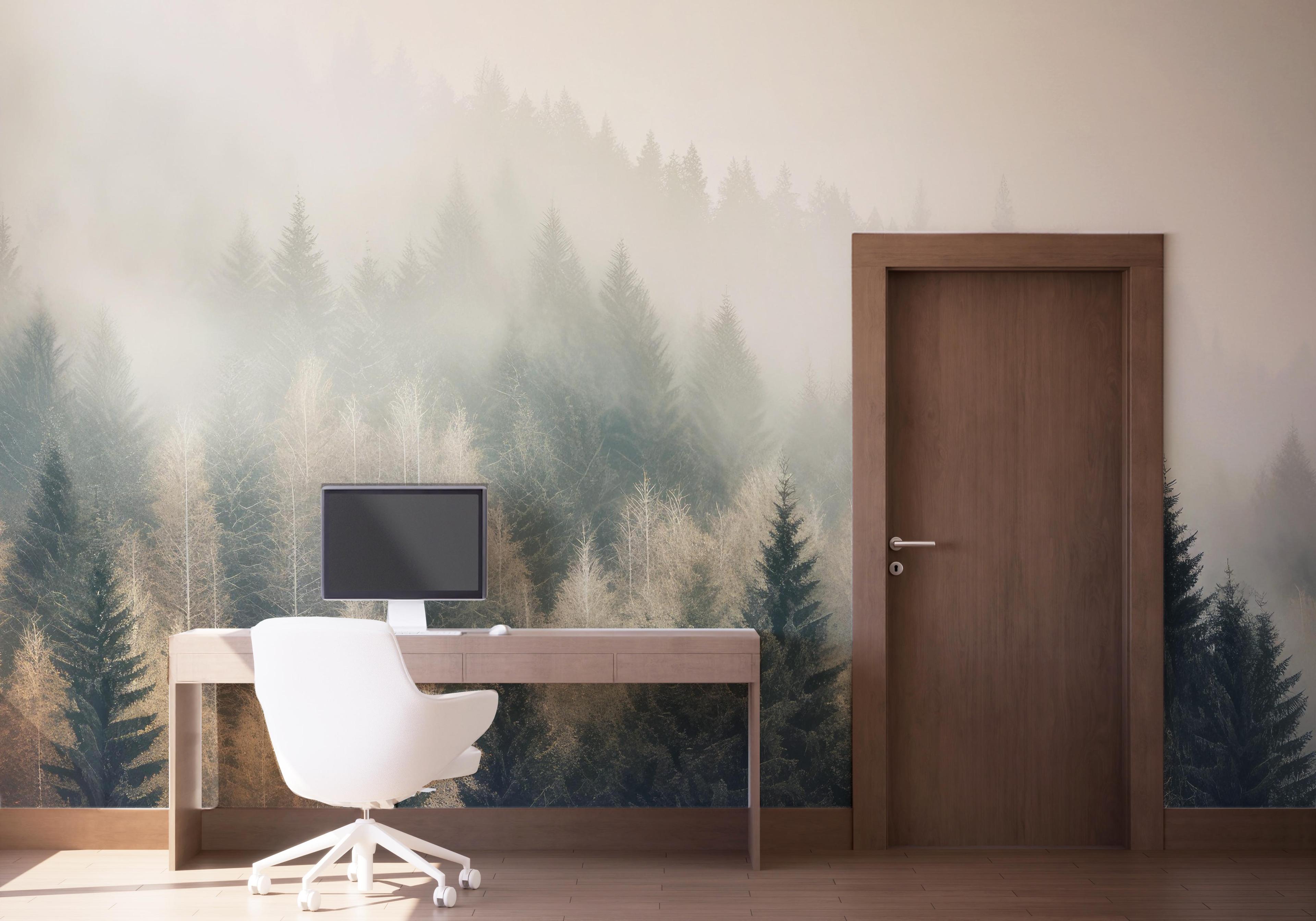 Fototapete Cream Green Trees mockup 1