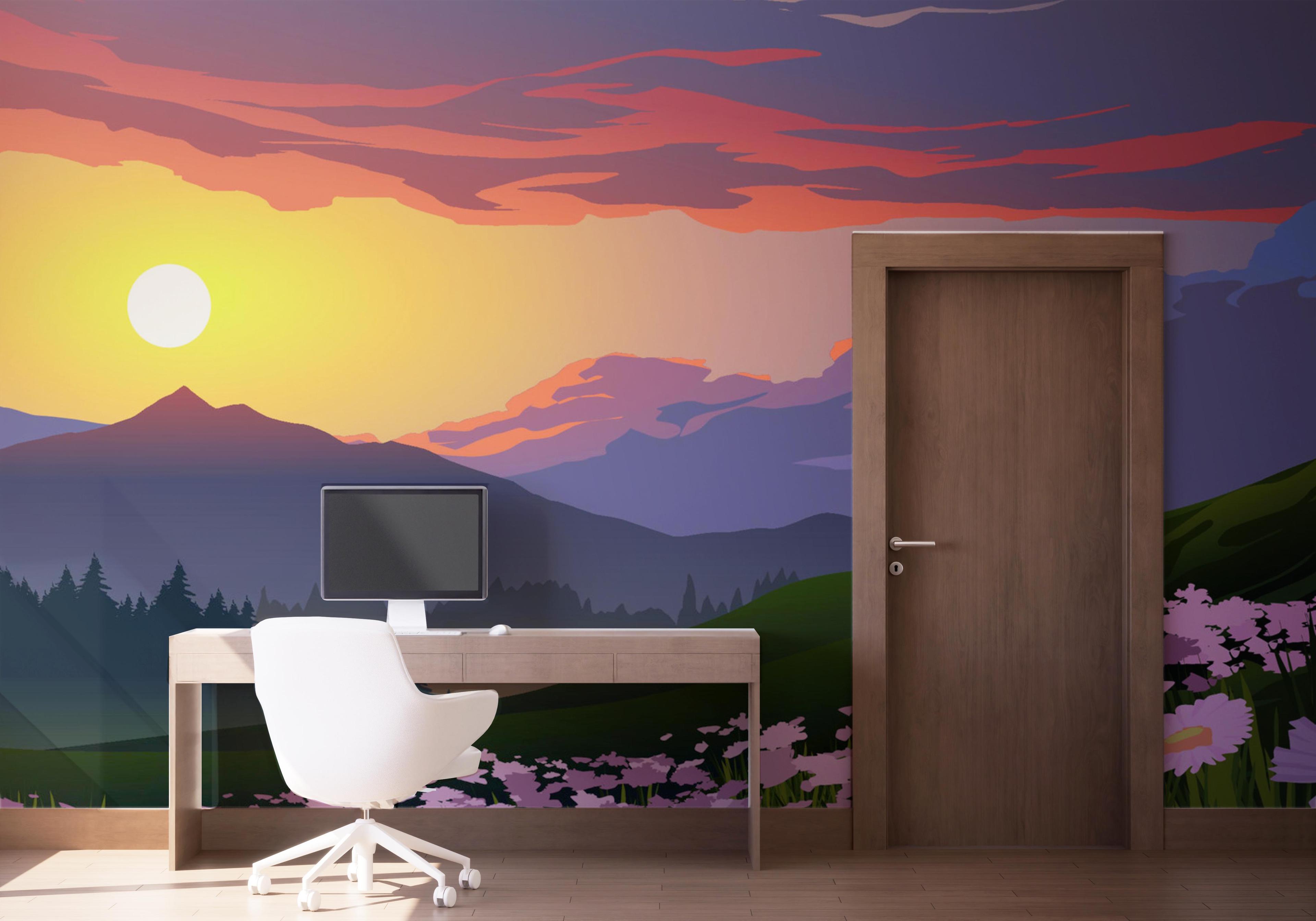 Fototapete Flower Field Forest mockup 1