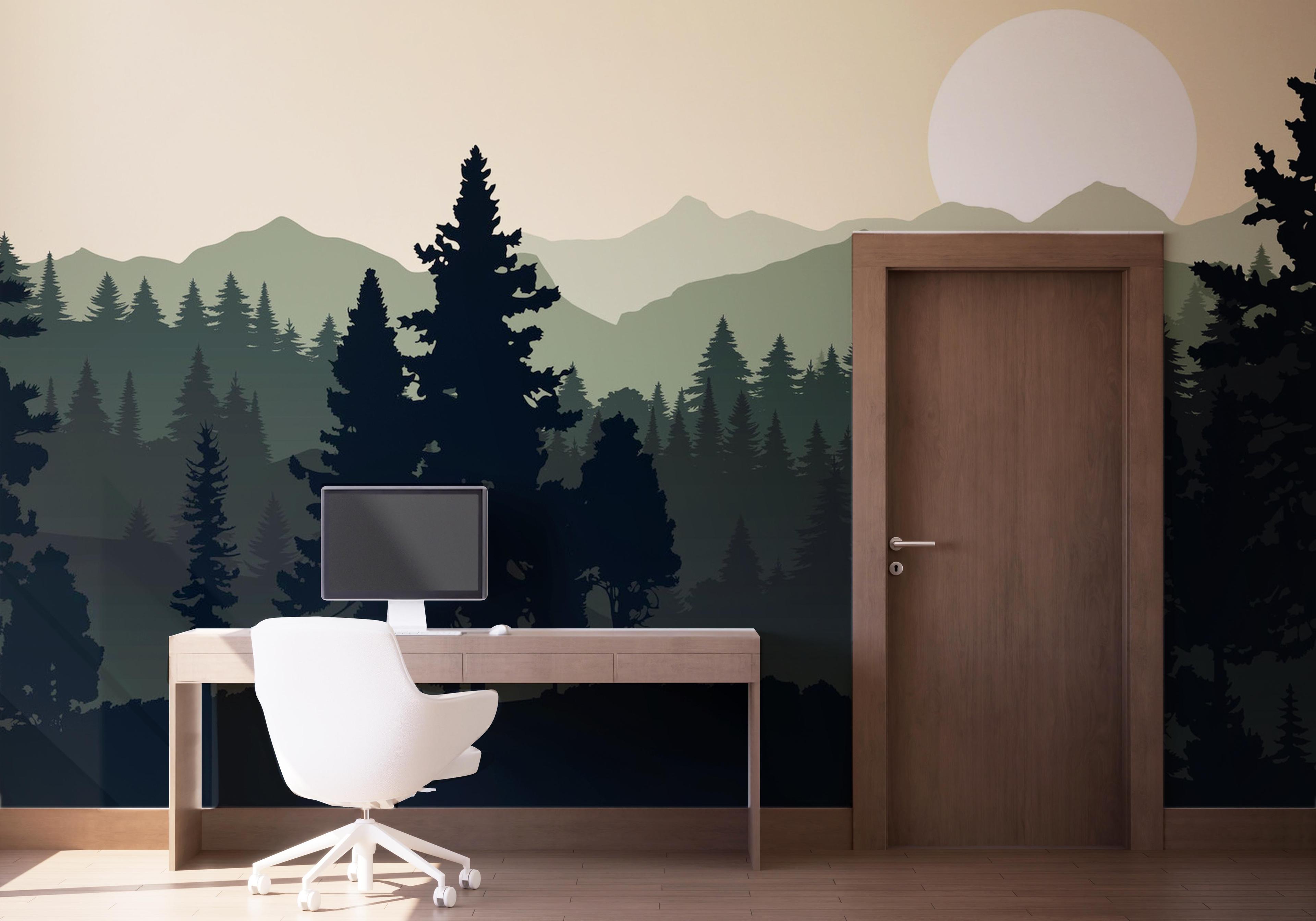 Fototapete Forest Green Mountain mockup 1