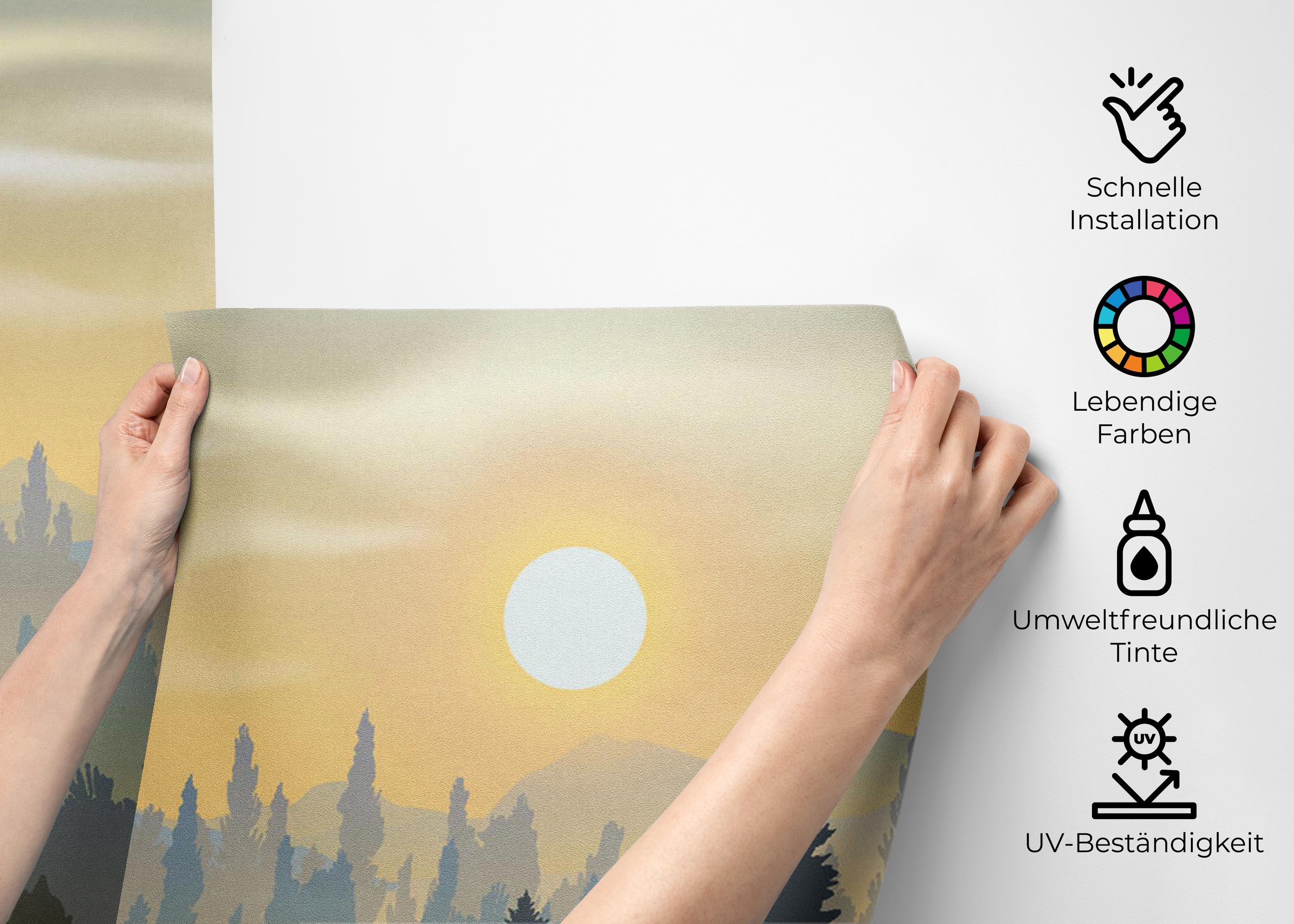 Fototapete Cream Foggy Forest mockup 2