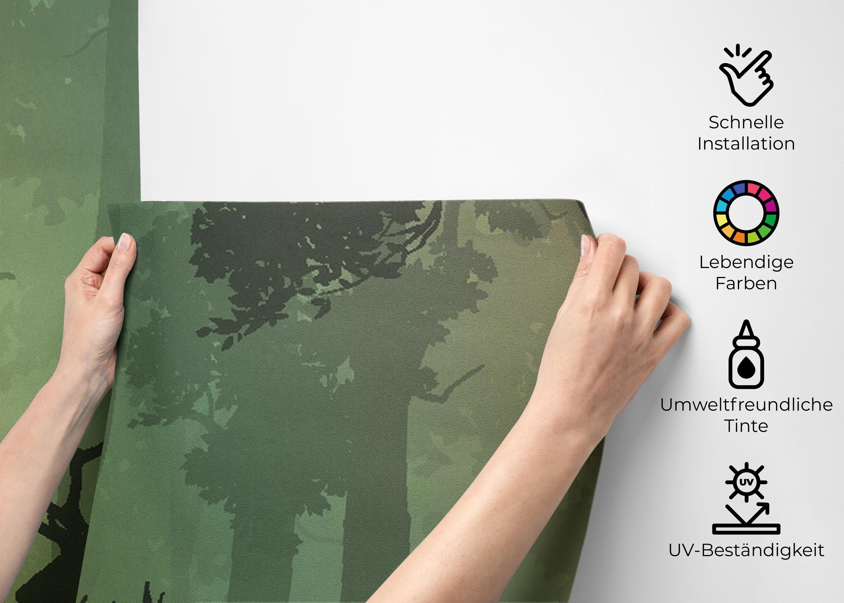 Fototapete Green Forest Deer mockup 2