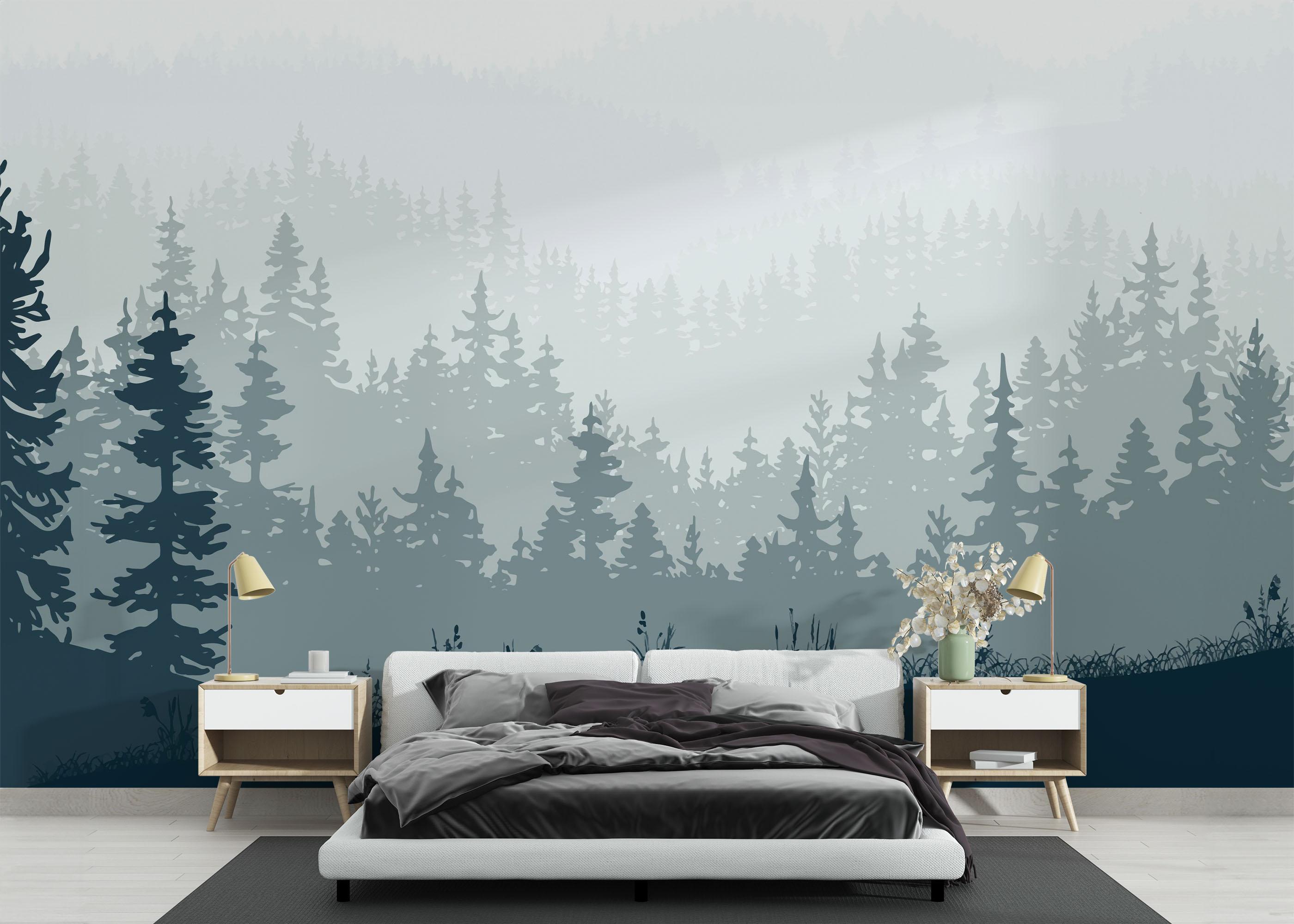 Fototapete Blue Forest Tree mockup 3