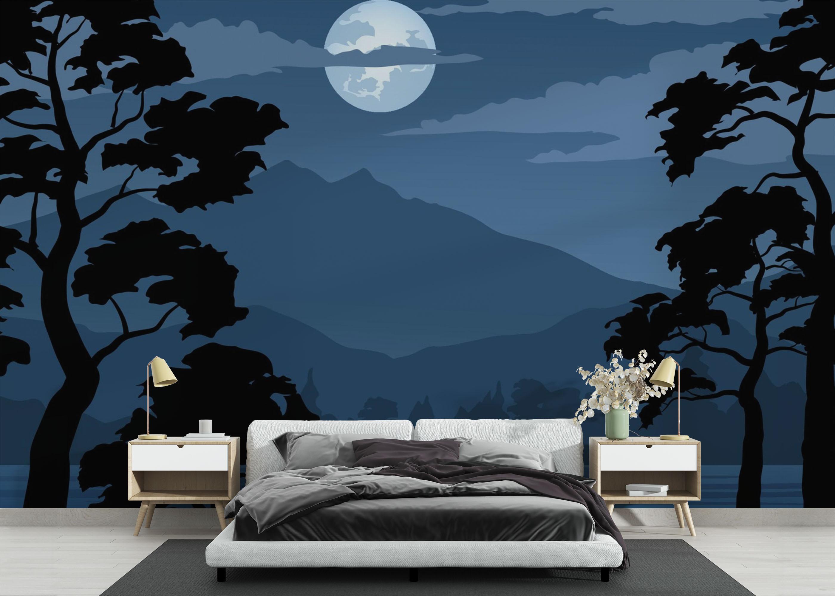 Fototapete Blue Moonlight Night mockup 3