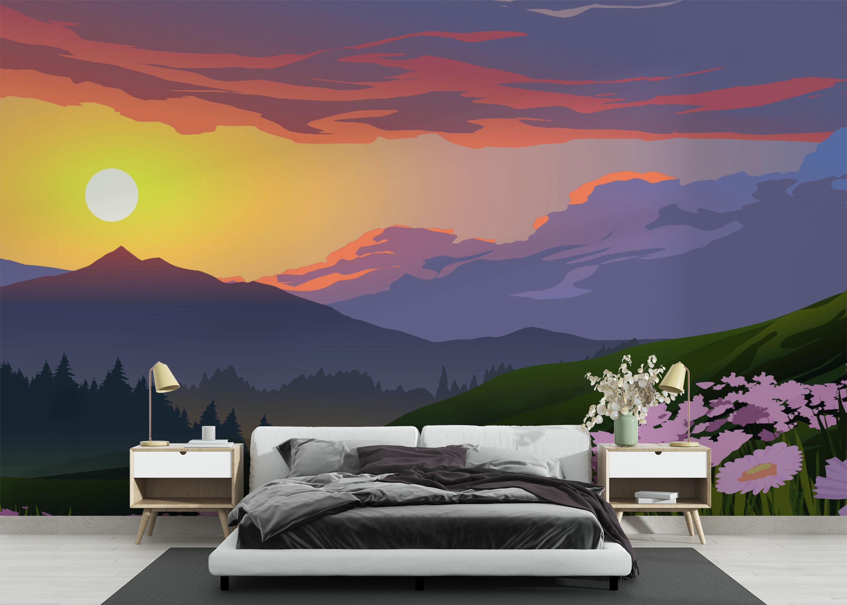 Fototapete Flower Field Forest mockup 3