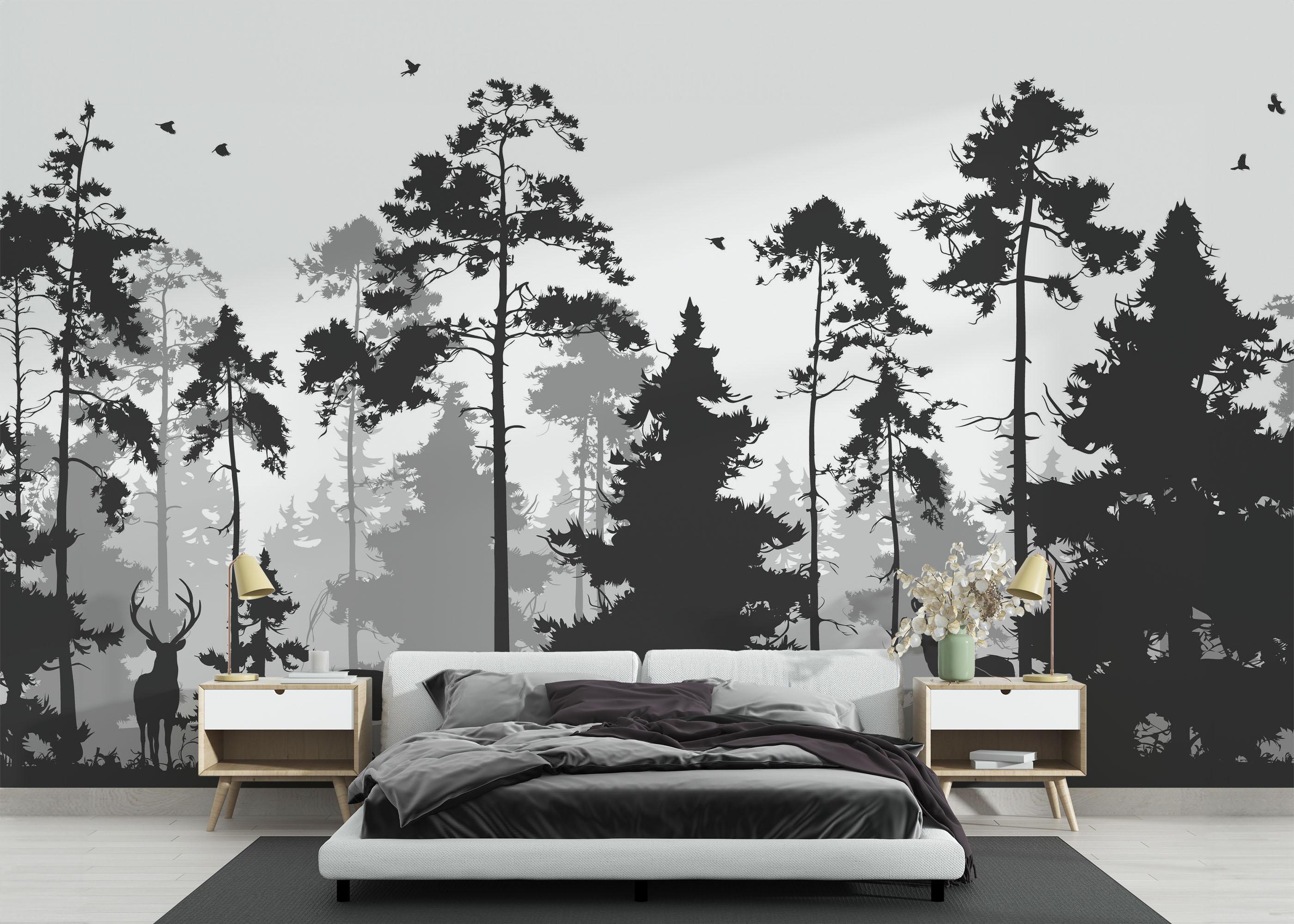 Fototapete Grey Forest Deer mockup 3