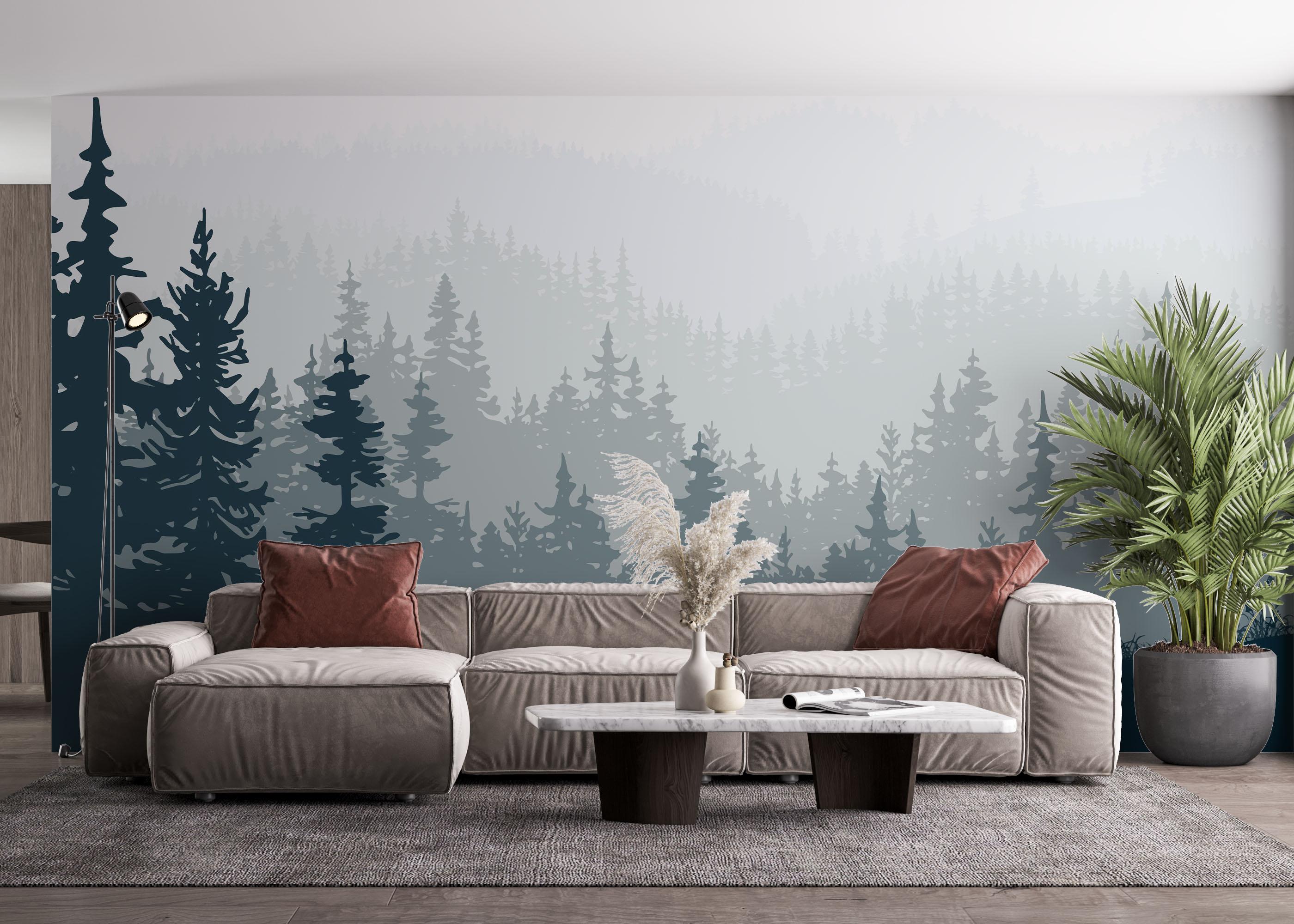 Fototapete Blue Forest Tree mockup 4