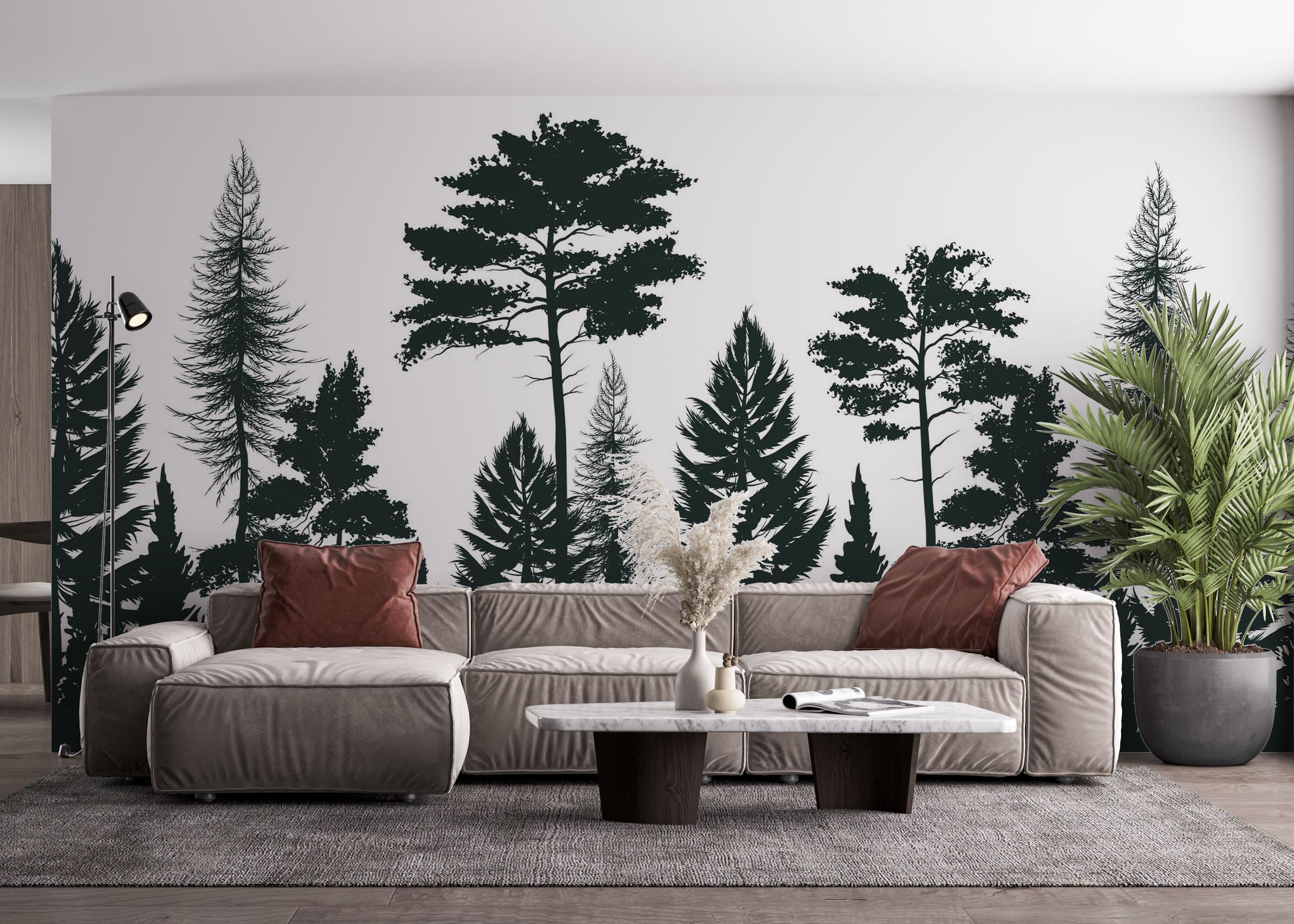 Fototapete Dark Grey Forest mockup 4
