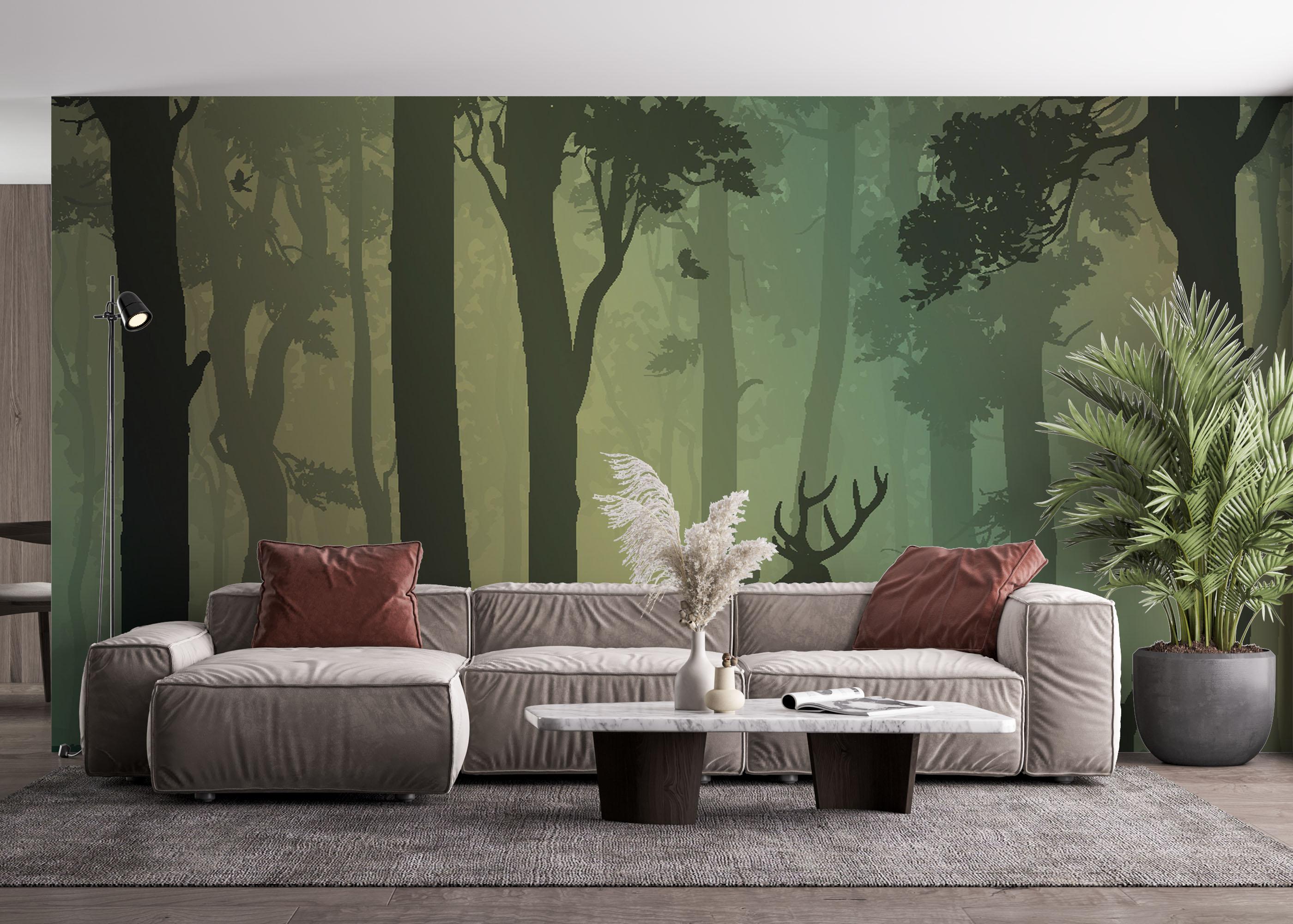 Fototapete Green Forest Deer mockup 4