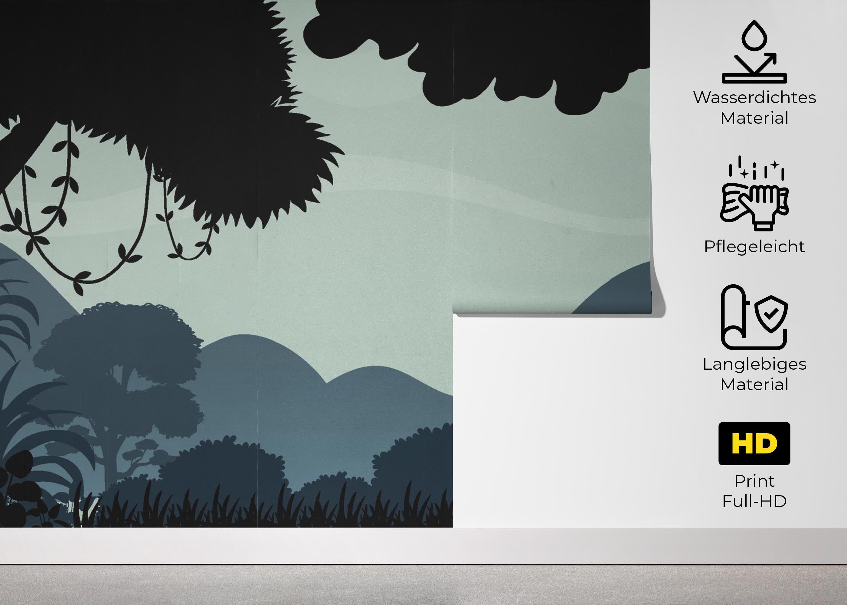 Fototapete Black Blue Forest mockup 5