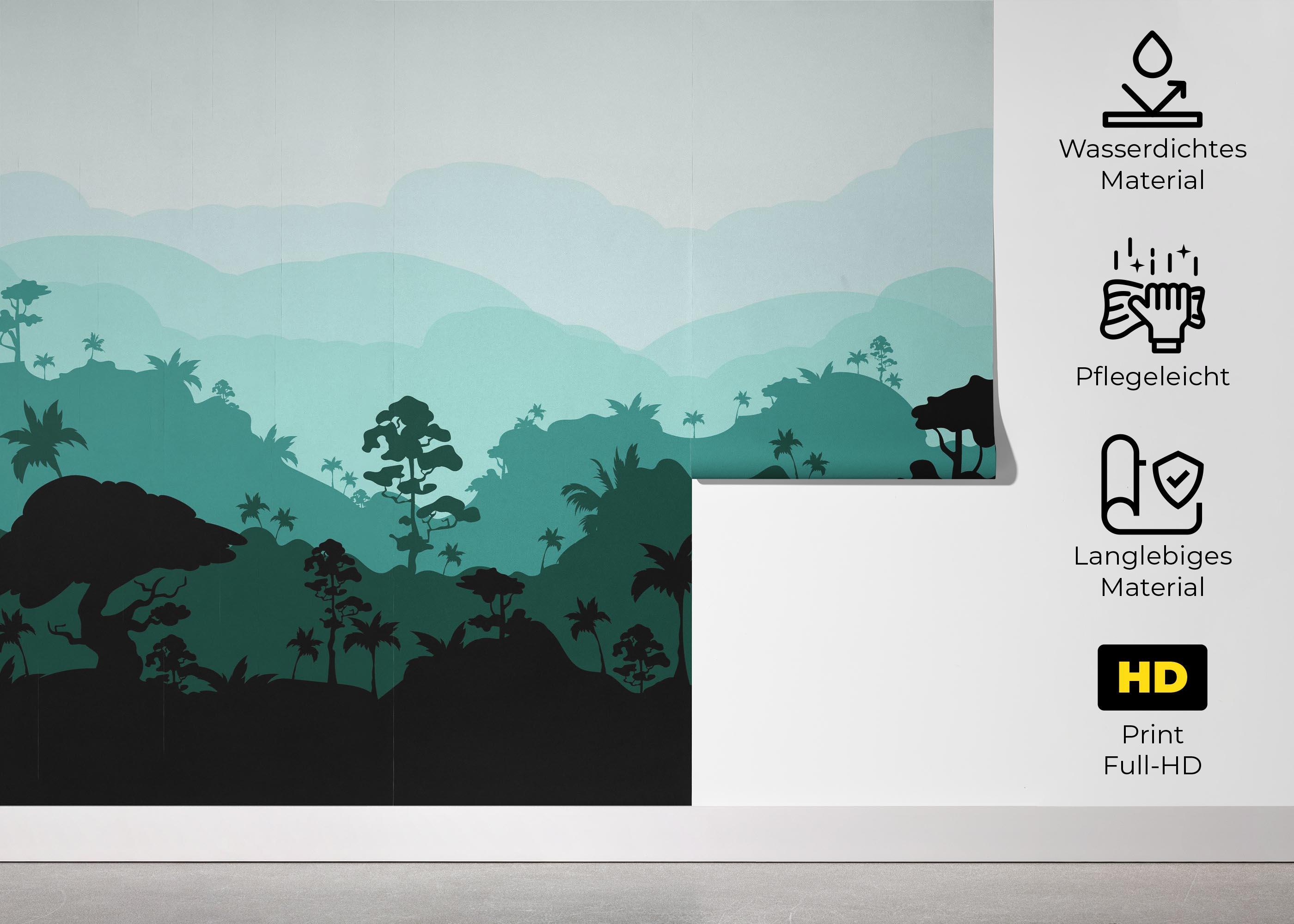 Fototapete Black Green Forest mockup 5