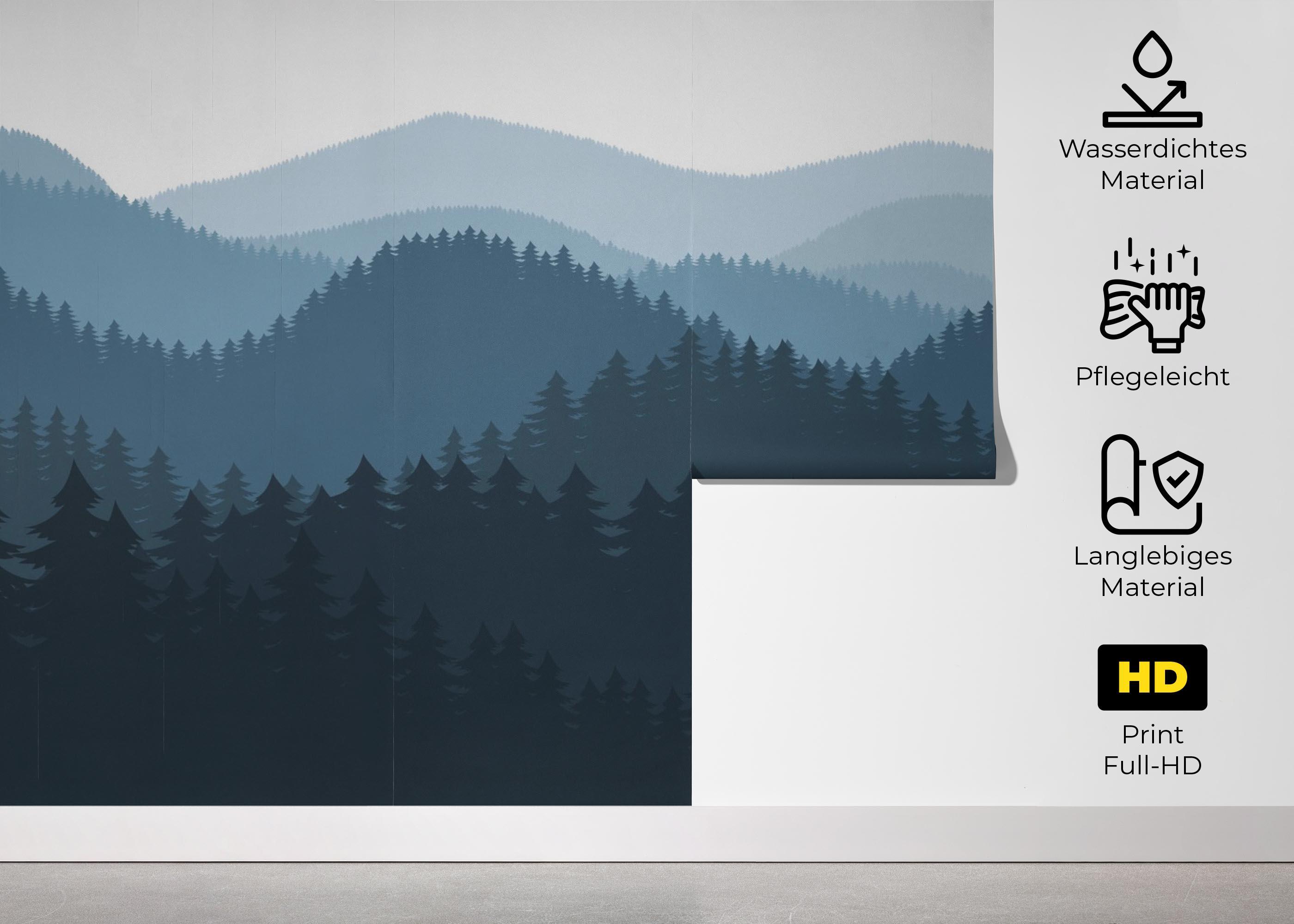 Fototapete Blue Forest Cartoon mockup 5