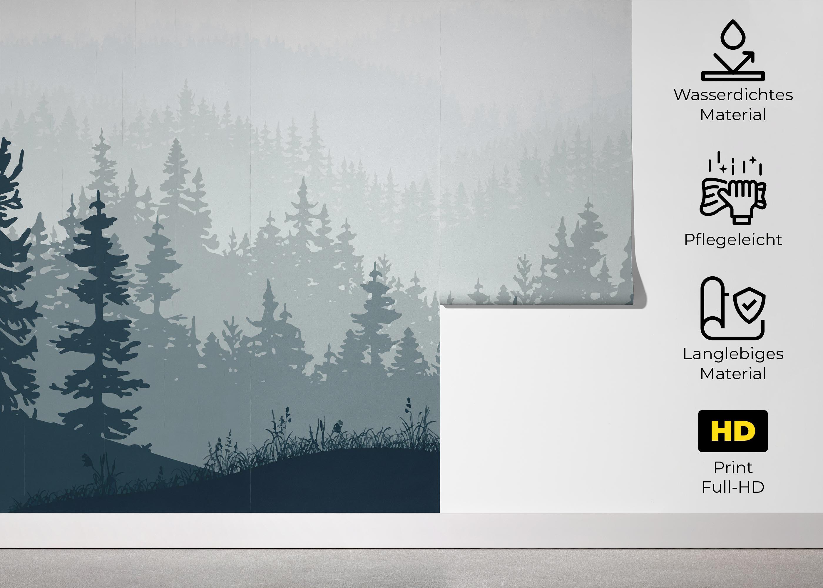 Fototapete Blue Forest Tree mockup 5
