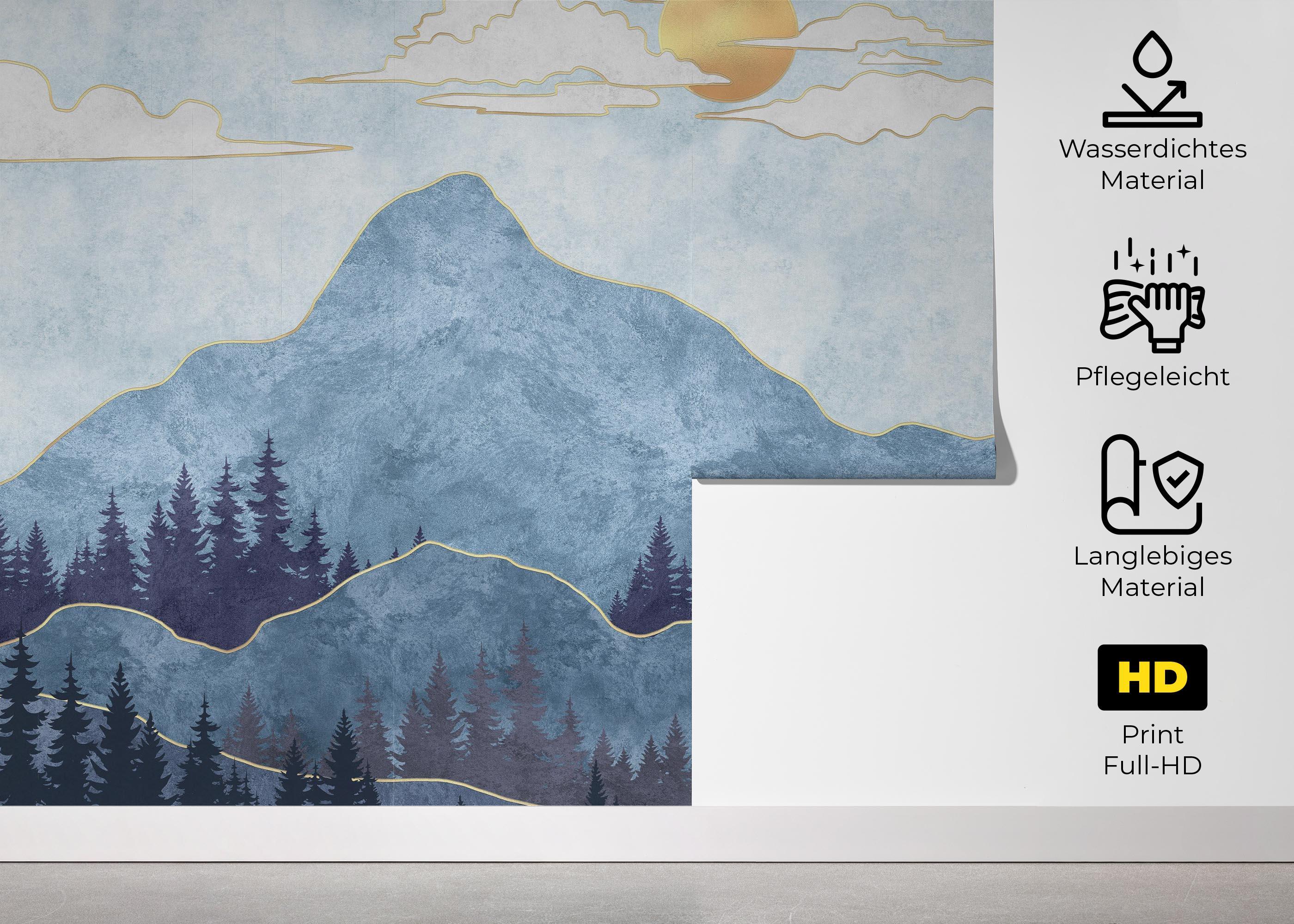 Fototapete Blue Landscape mockup 5