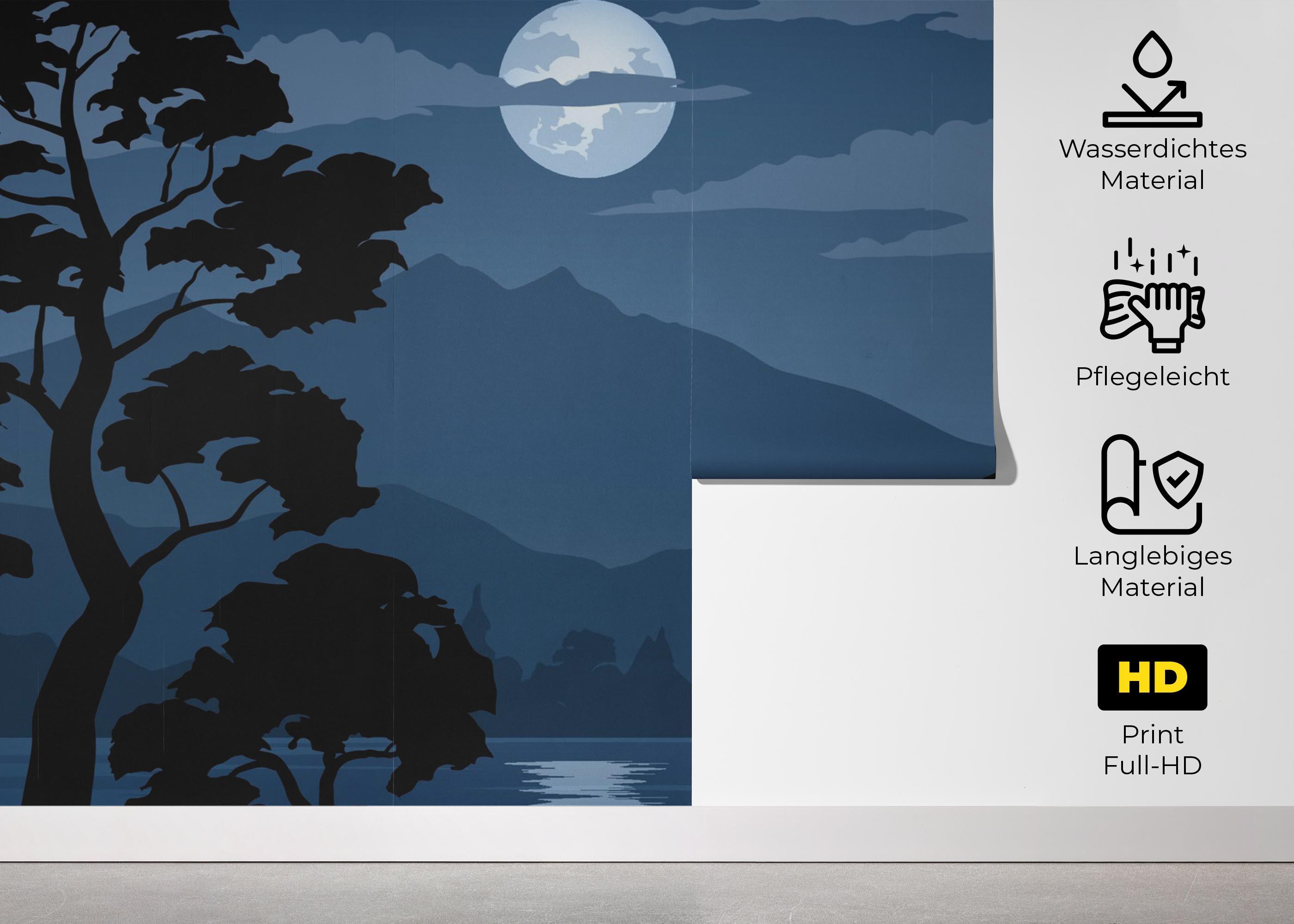 Fototapete Blue Moonlight Night mockup 5