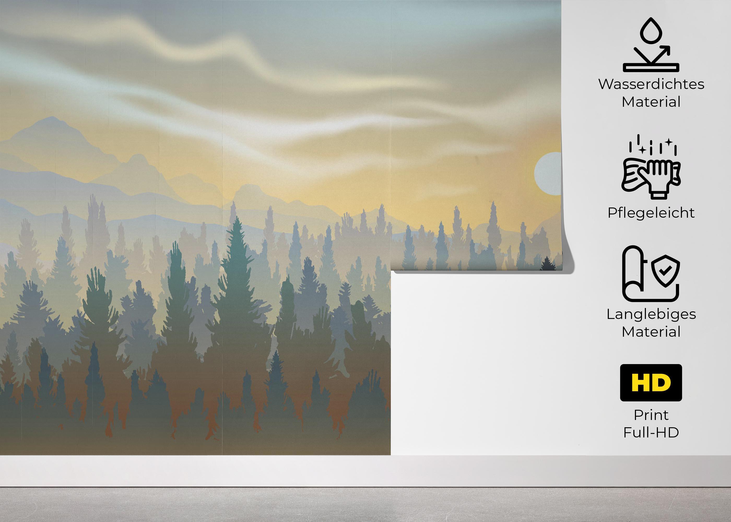 Fototapete Cream Foggy Forest mockup 5