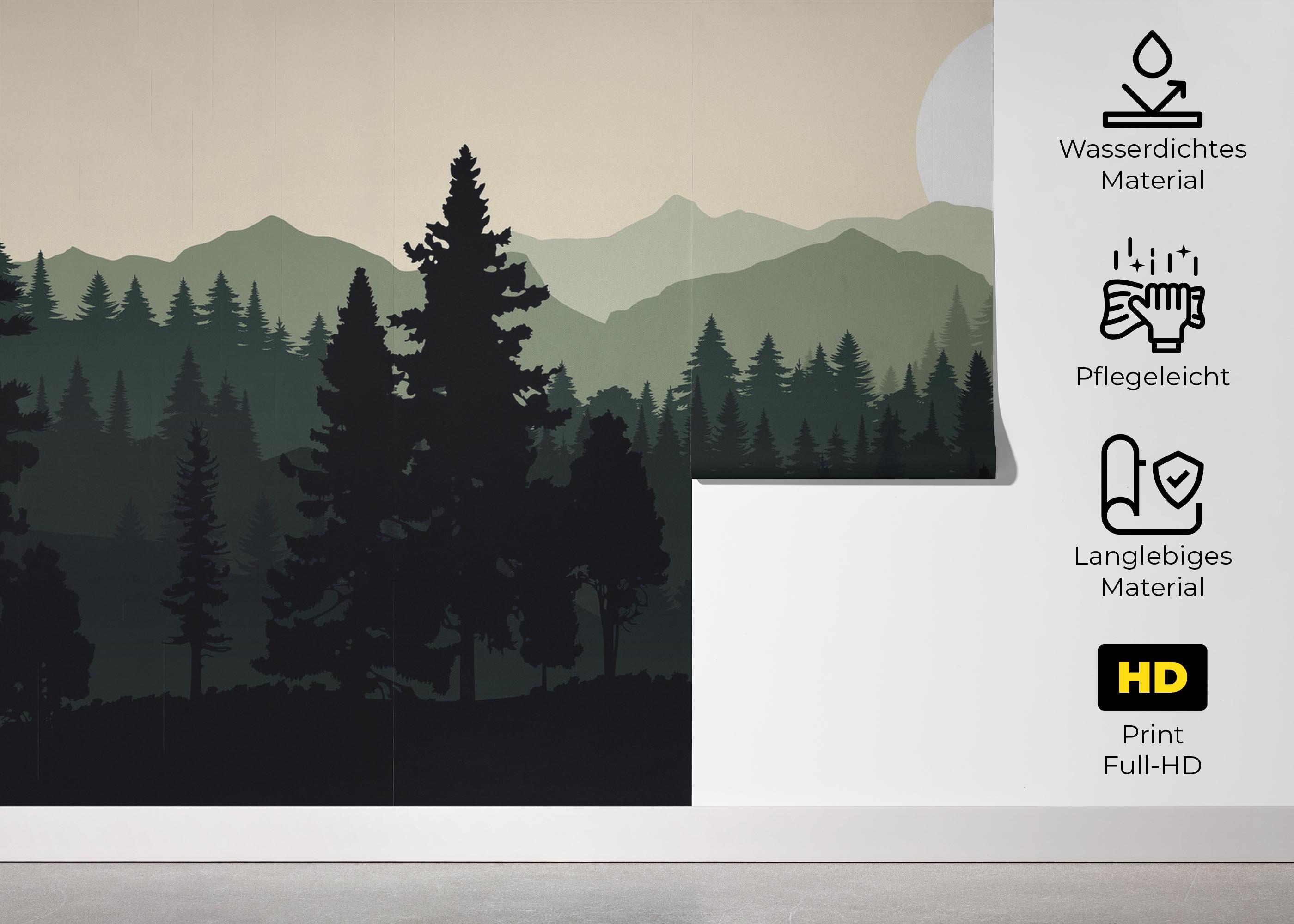 Fototapete Forest Green Mountain mockup 5