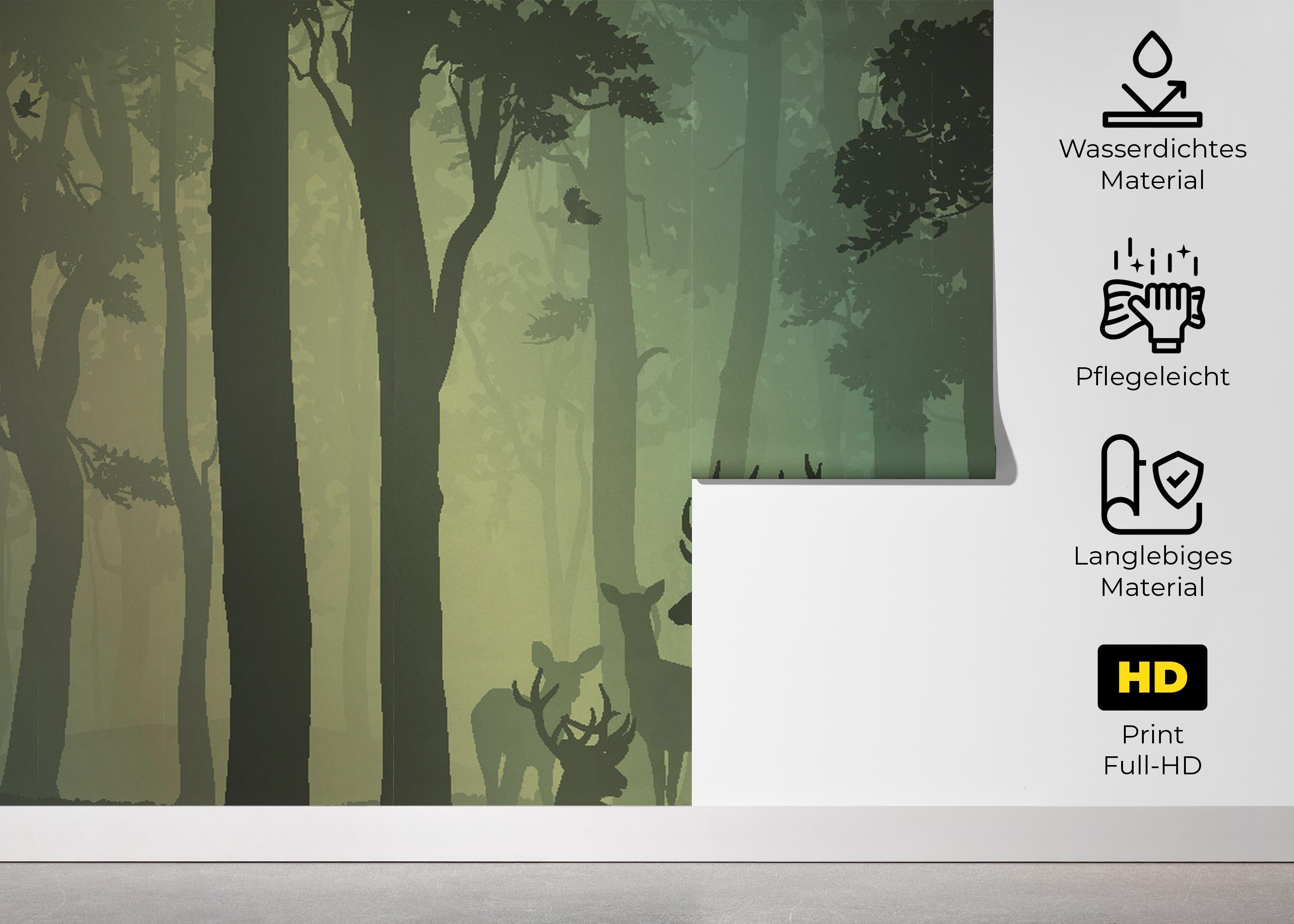 Fototapete Green Forest Deer mockup 5