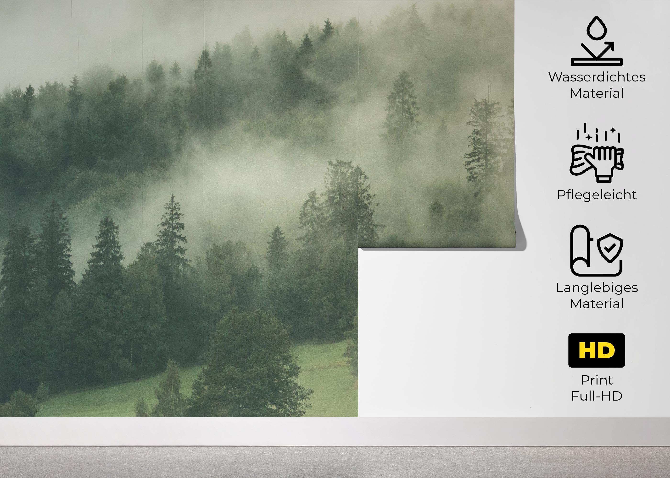 Fototapete Green Forest Fog mockup 5