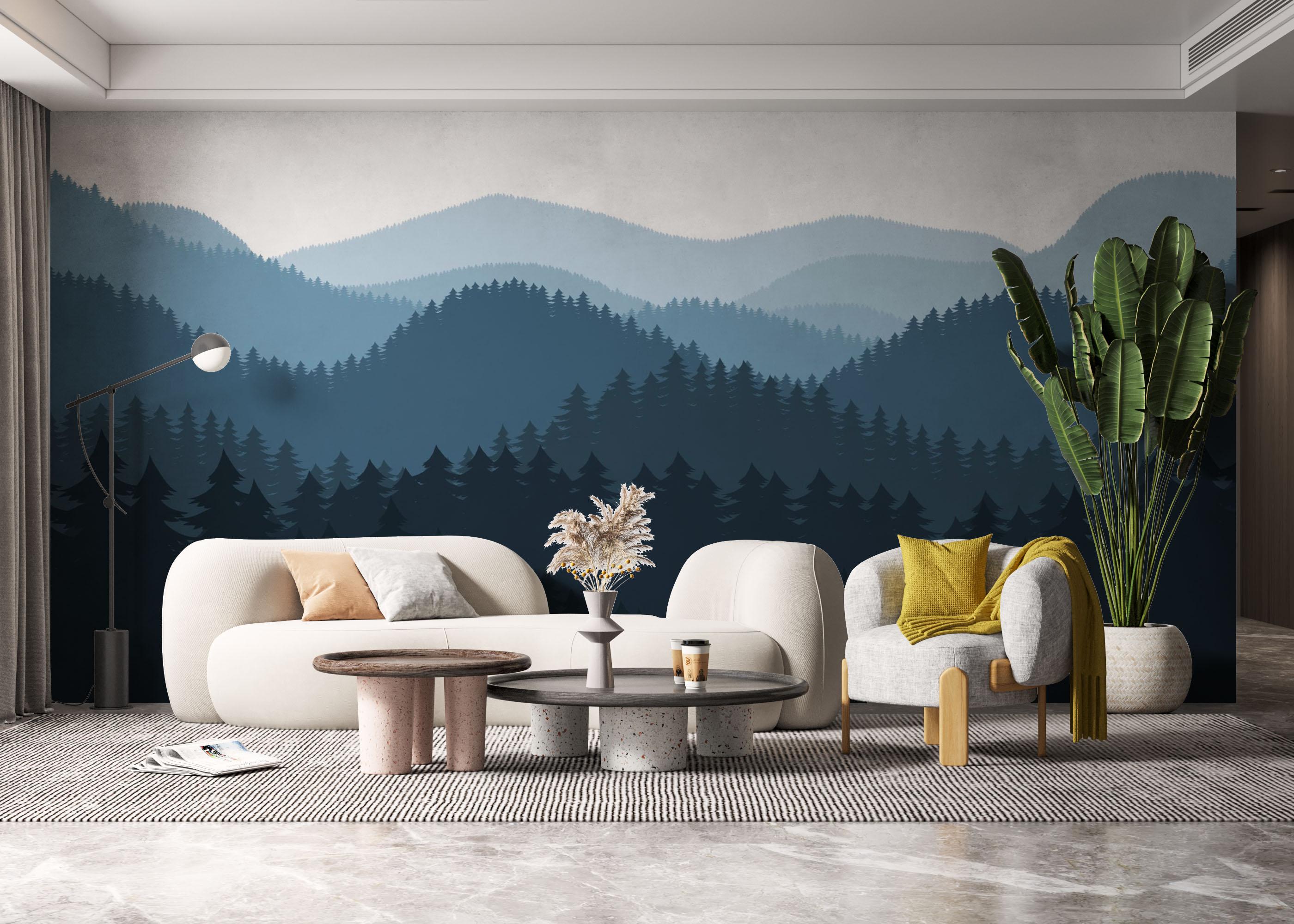 Fototapete Blue Forest Cartoon mockup 6