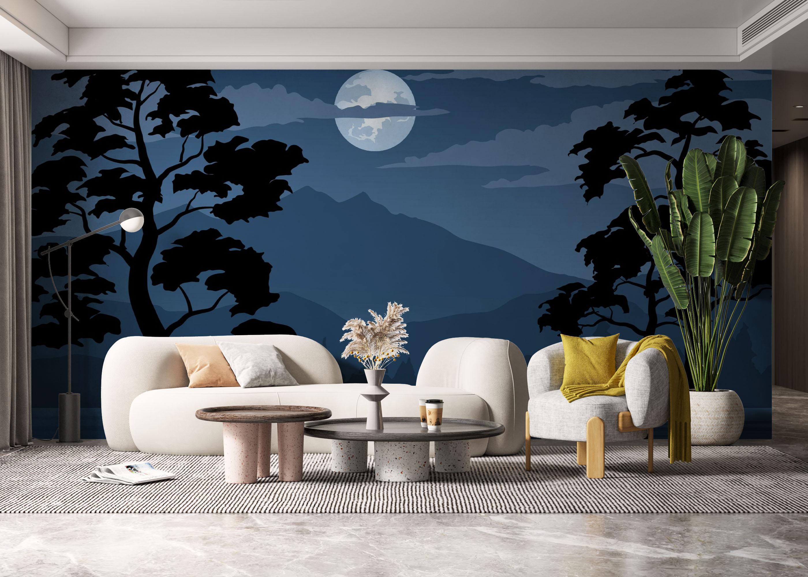 Fototapete Blue Moonlight Night mockup 6