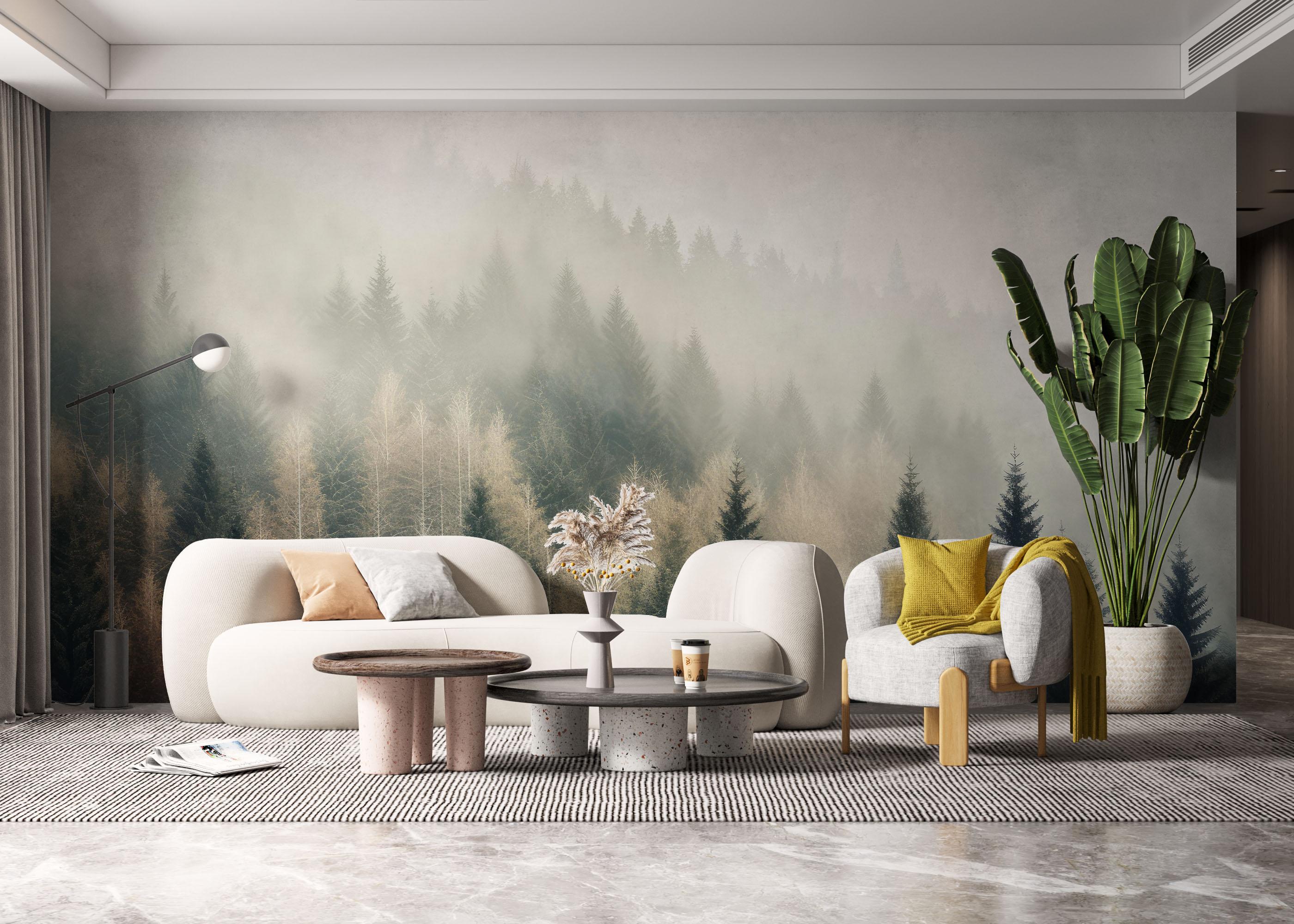 Fototapete Cream Green Trees mockup 6