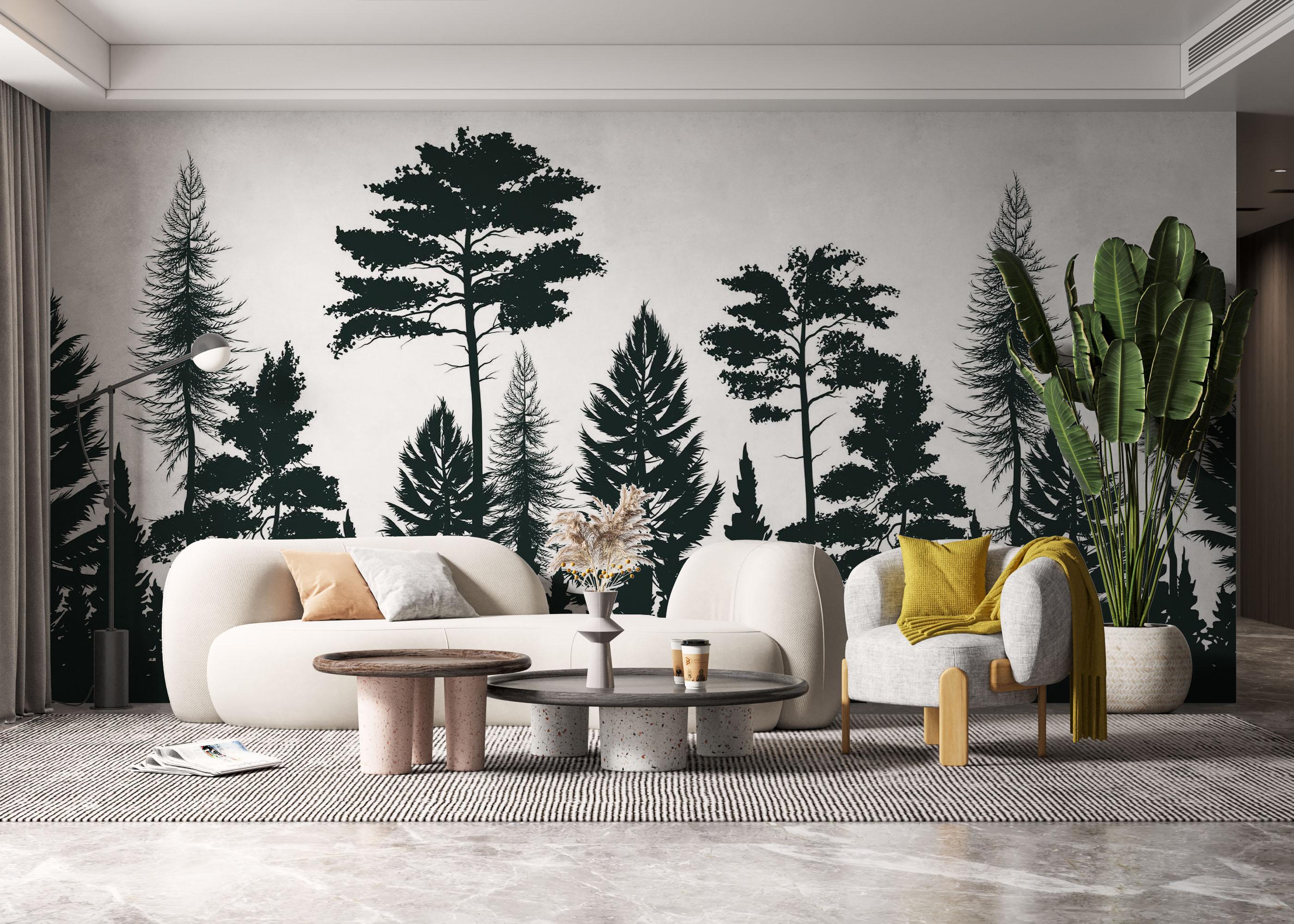 Fototapete Dark Grey Forest mockup 6