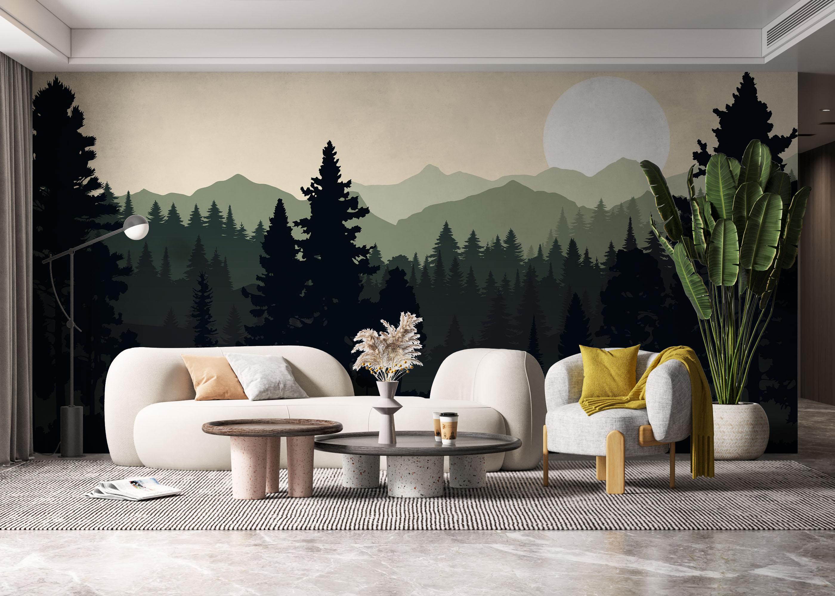 Fototapete Forest Green Mountain mockup 6