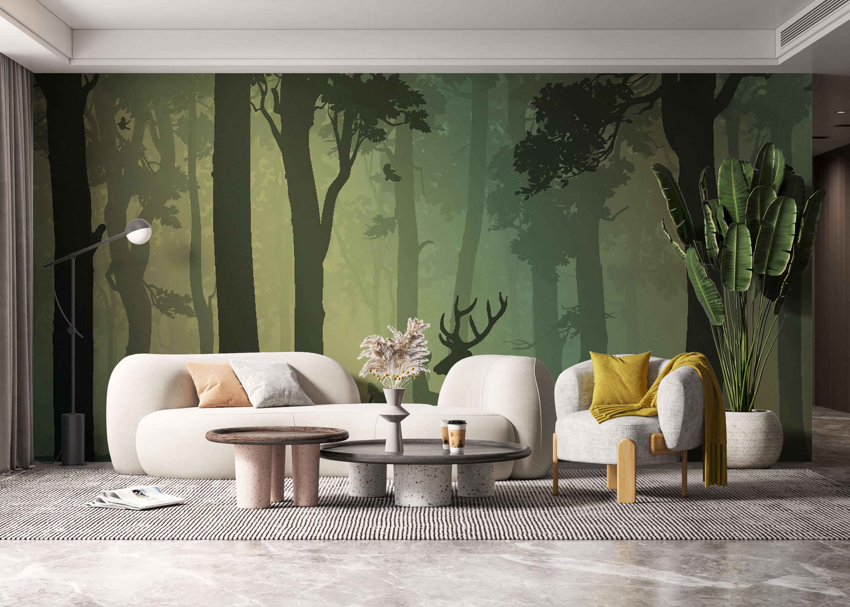 Fototapete Green Forest Deer mockup 6