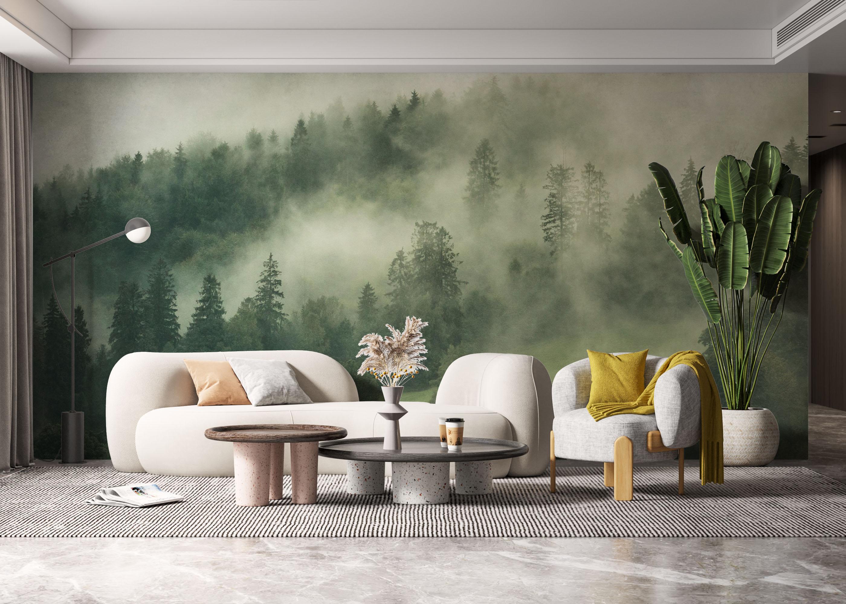 Fototapete Green Forest Fog mockup 6