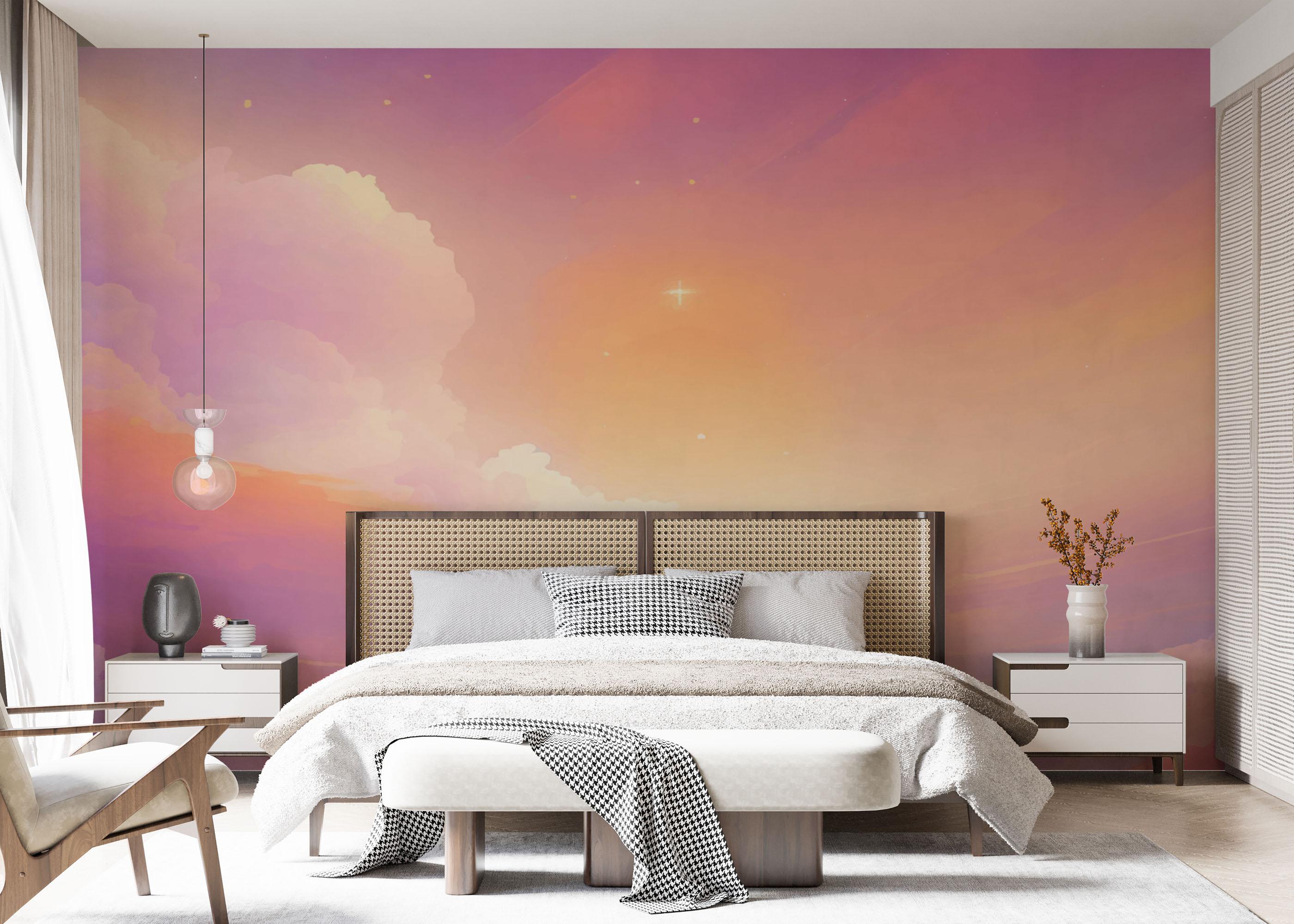 Fototapete Orange Pink Clouds mockup 7