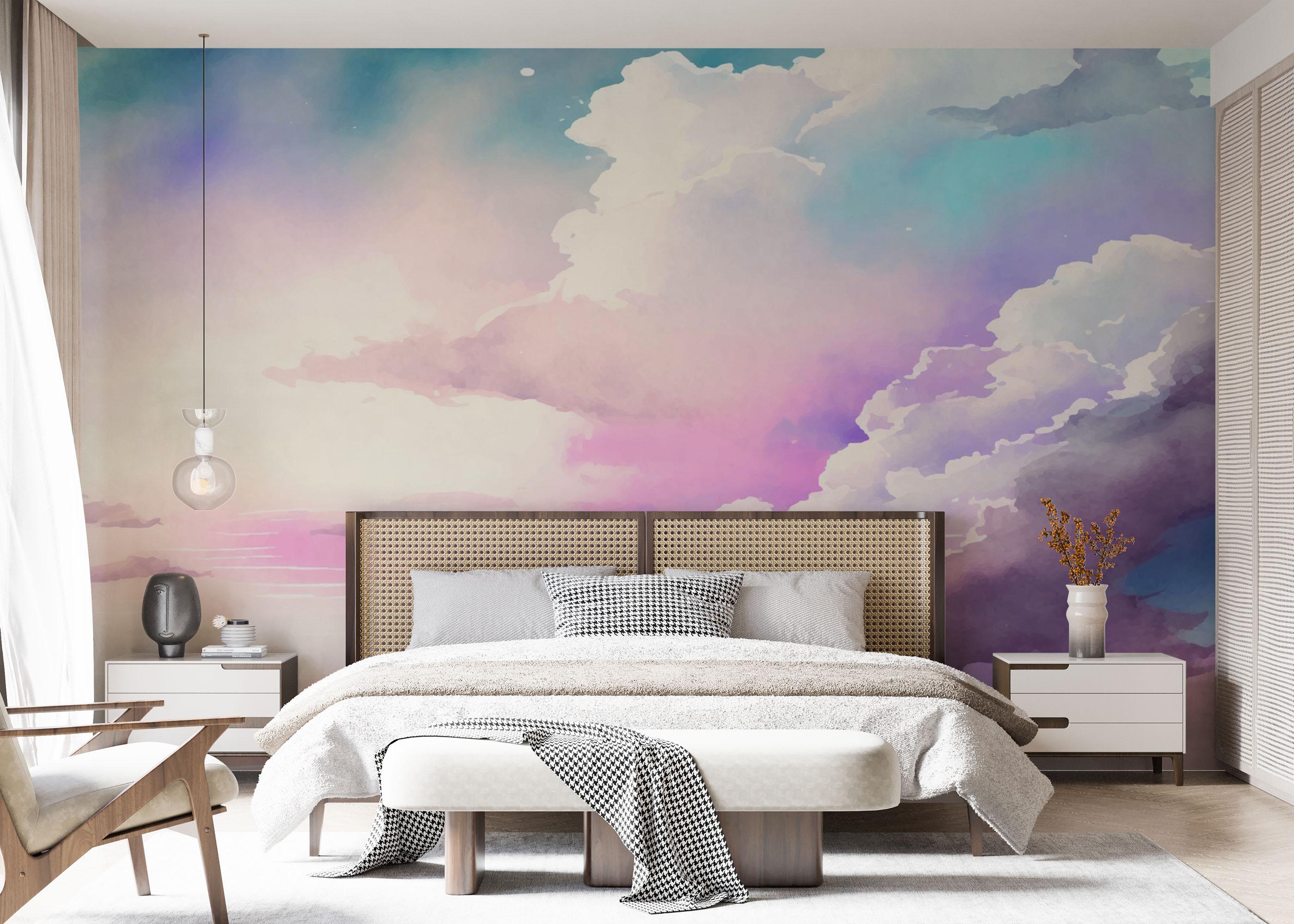 Fototapete Watercolor Purple Sky mockup 7