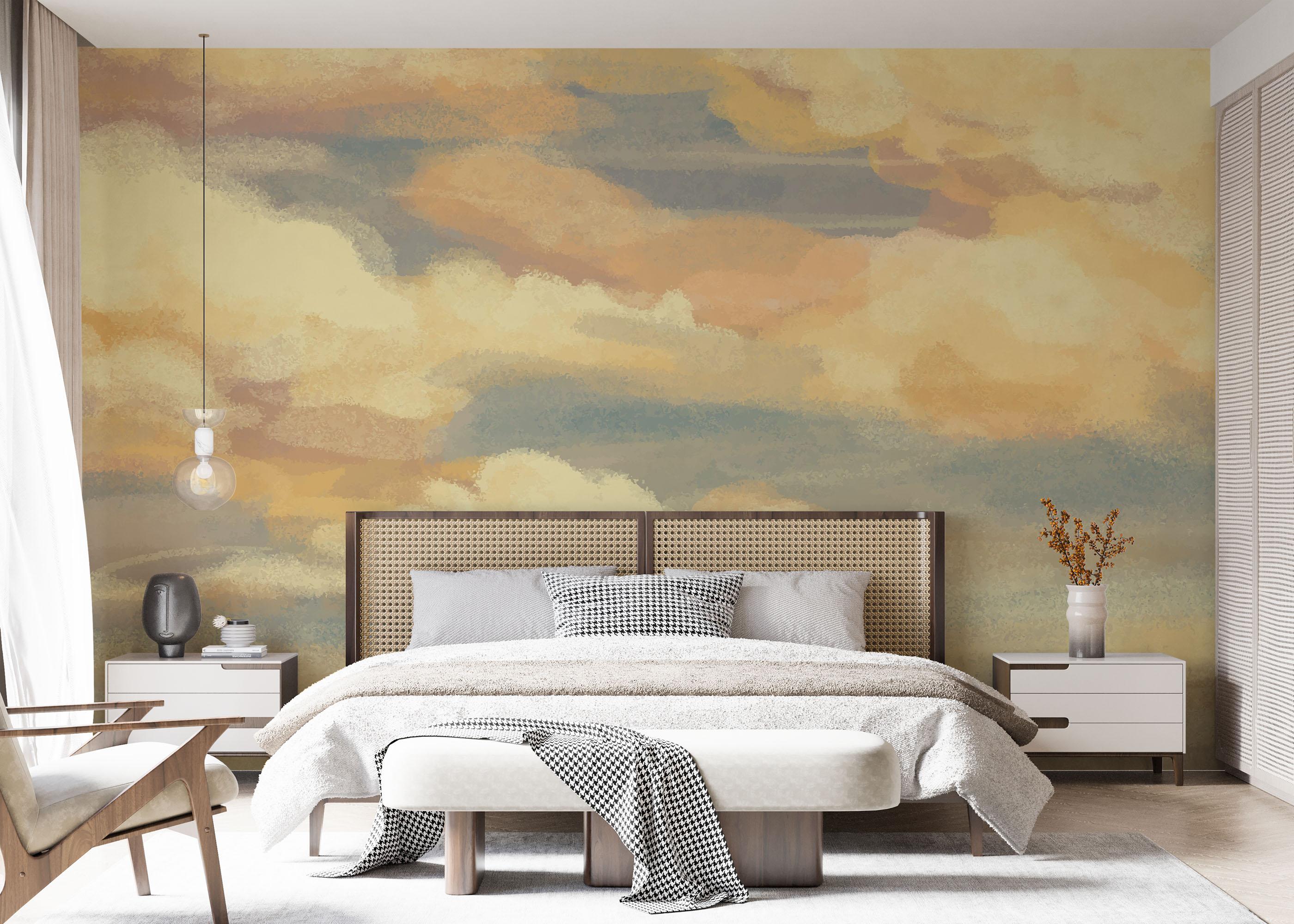 Fototapete Yellow Cream Clouds mockup 7