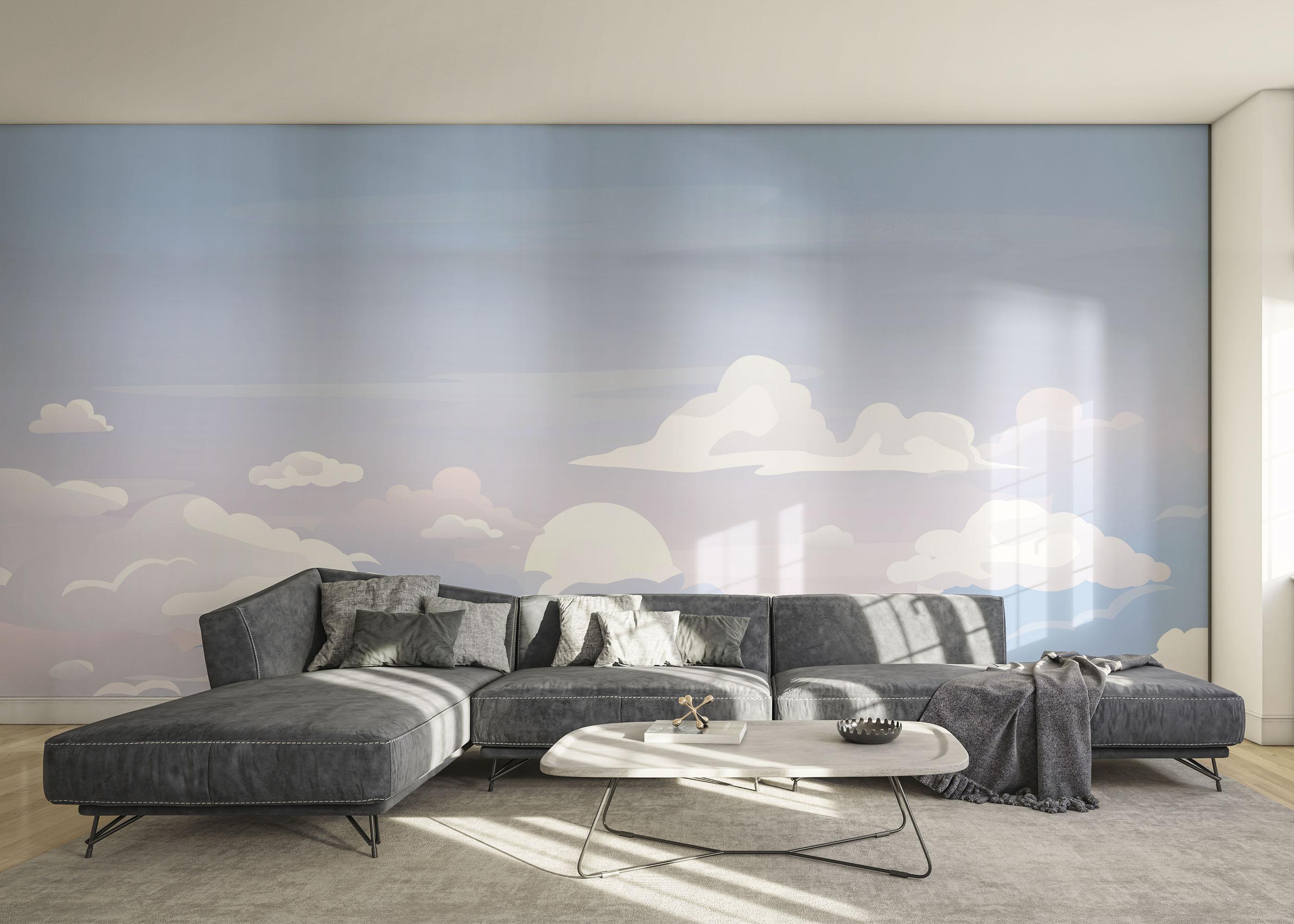 Fototapete Cartoon Clouds Art mockup 0